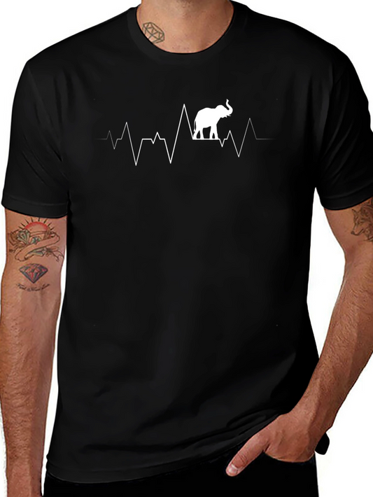 Elephant Heartbeat Graphic Tee - Unisex Black T-Shirt