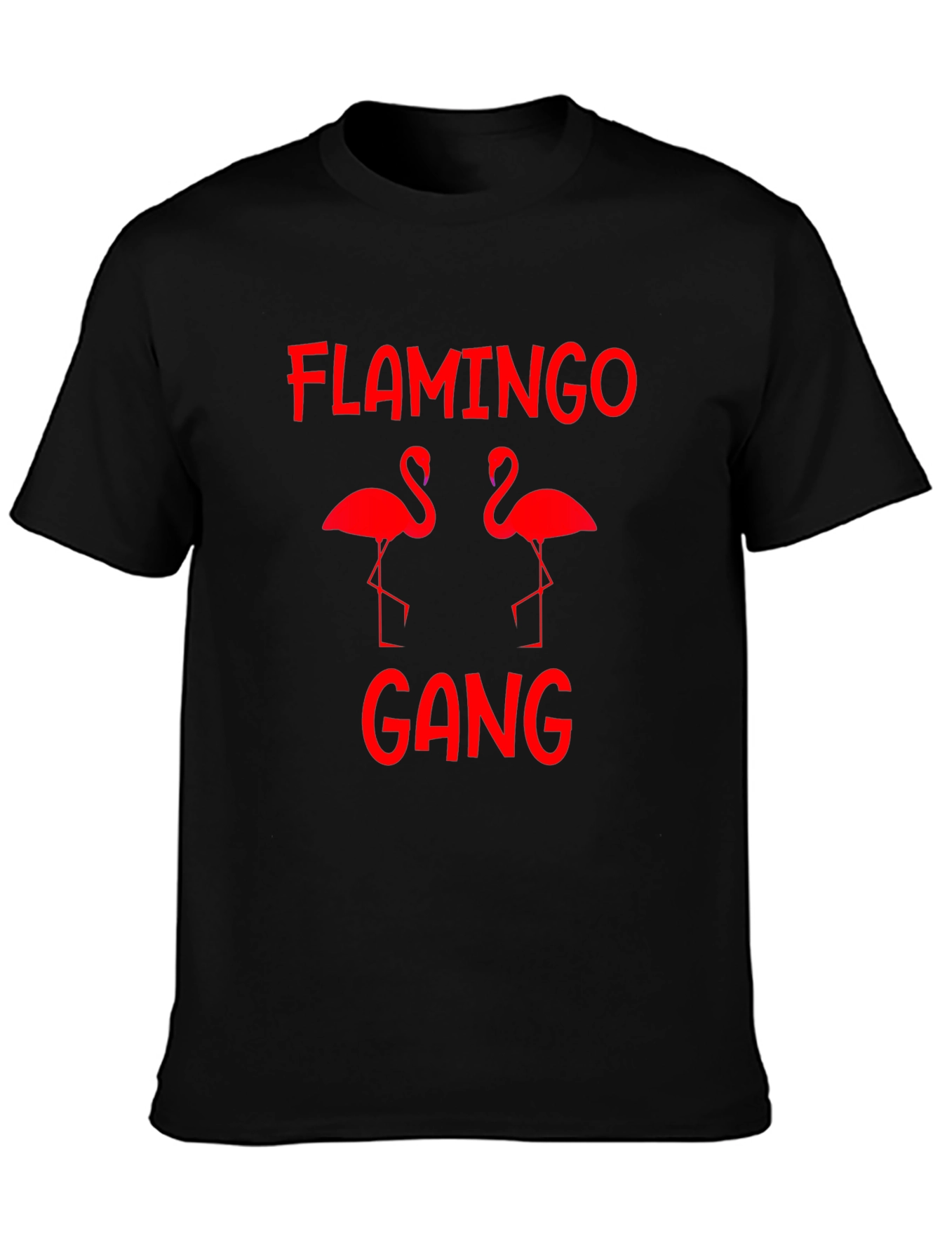 Flamingo Gang Graphic Tee - Black Cotton Shirt