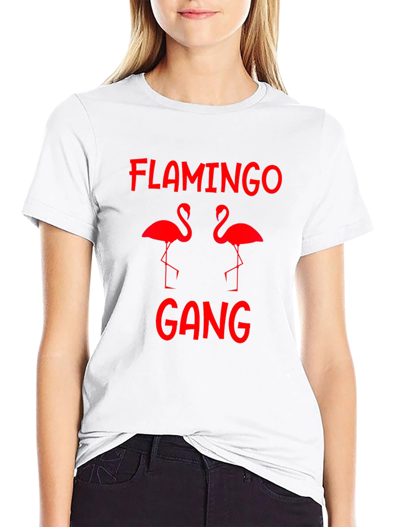 Flamingo Gang Graphic Tee - Black Cotton Shirt