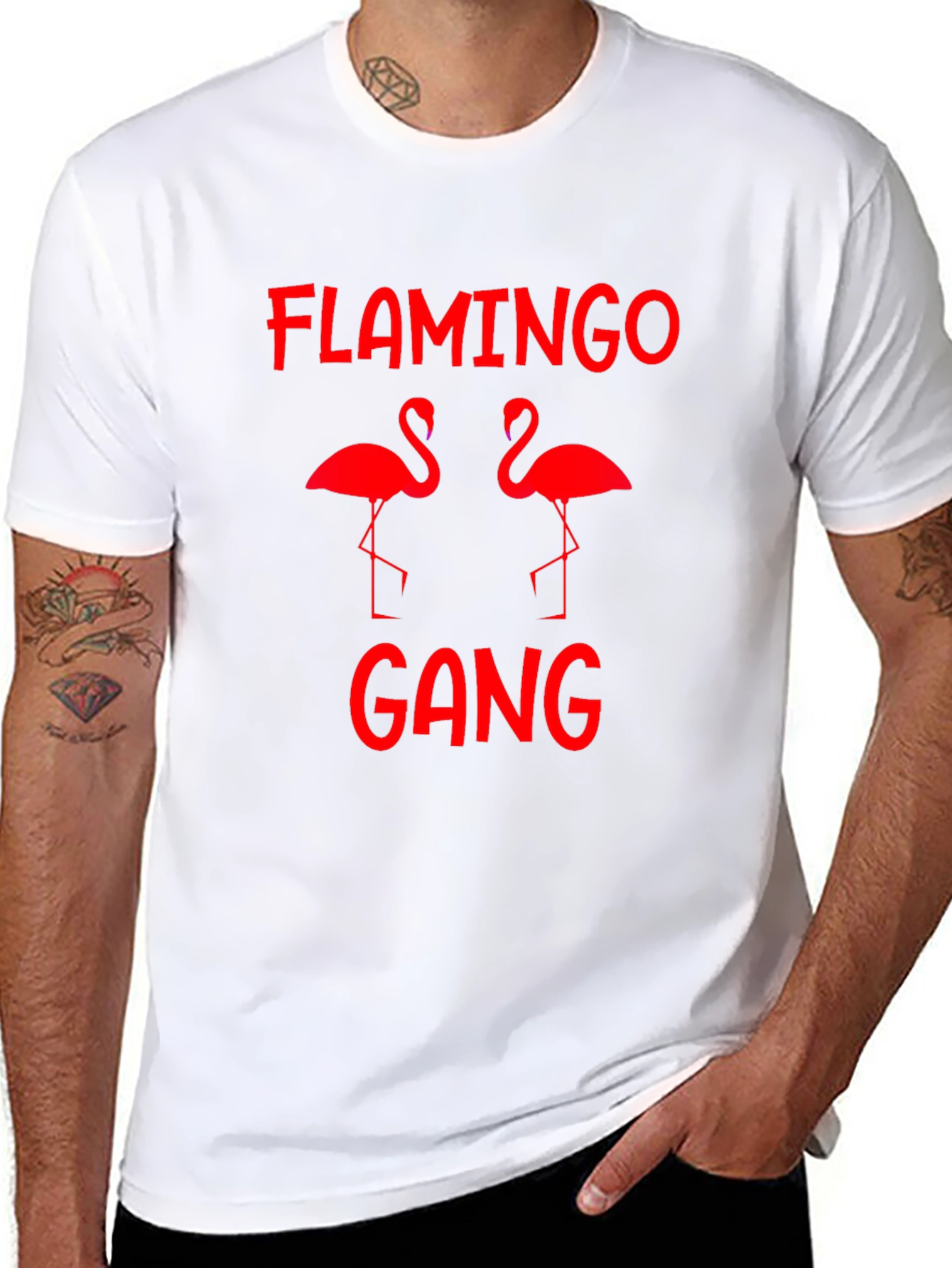 Flamingo Gang Graphic Tee - Black Cotton Shirt