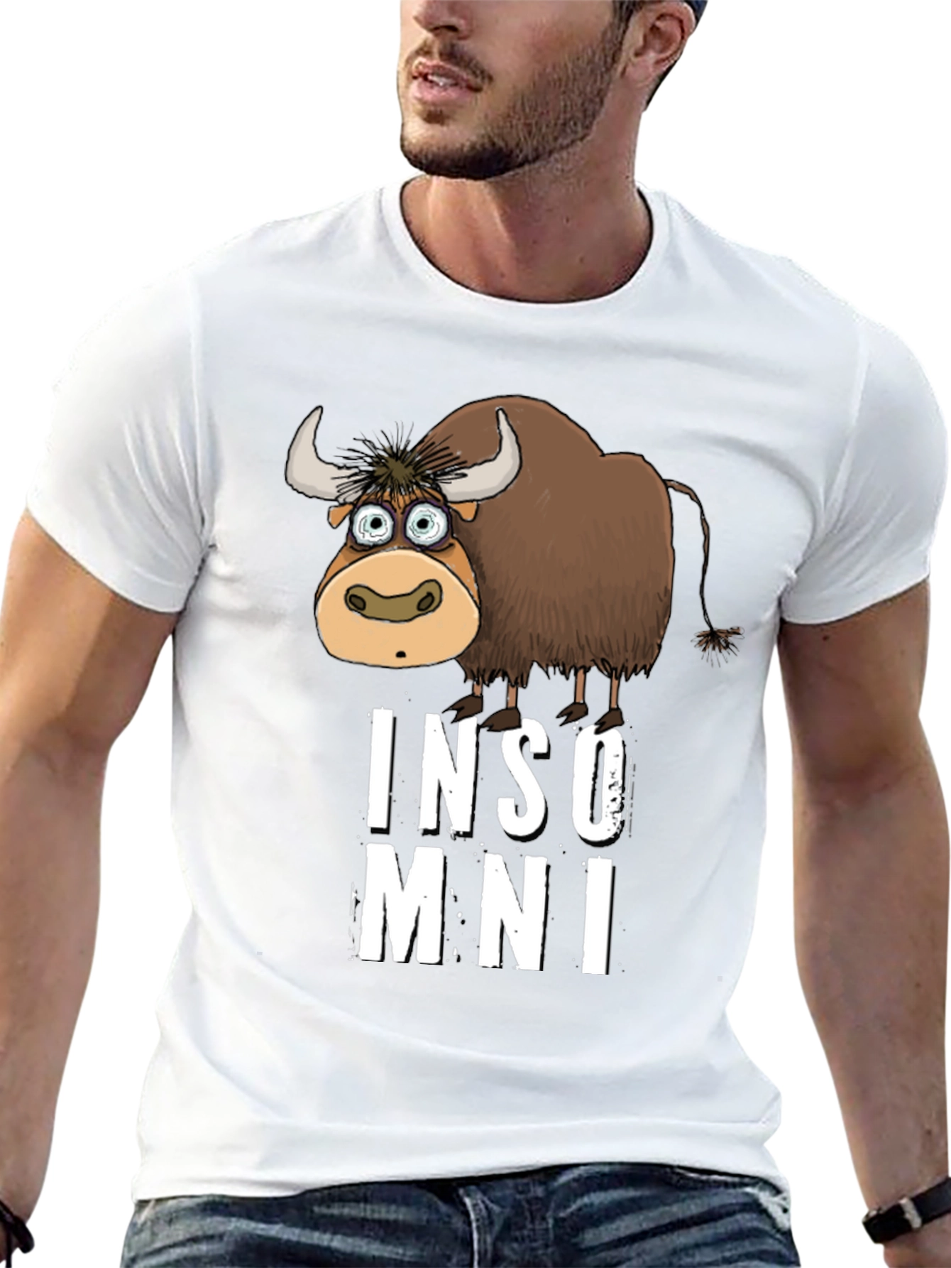 Funny Insomniac Yak Black T-Shirt