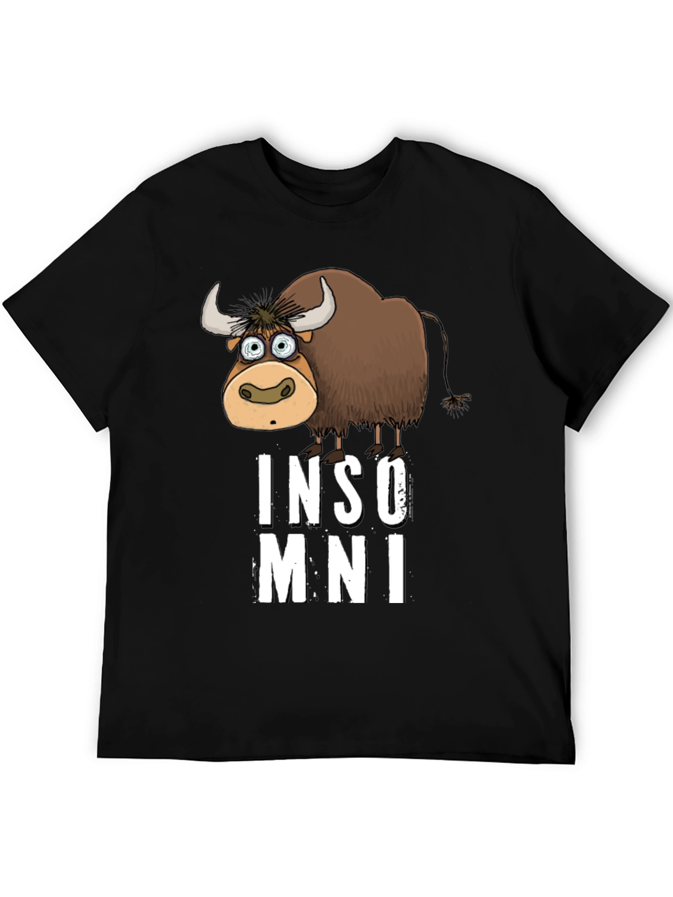 Funny Insomniac Yak Black T-Shirt