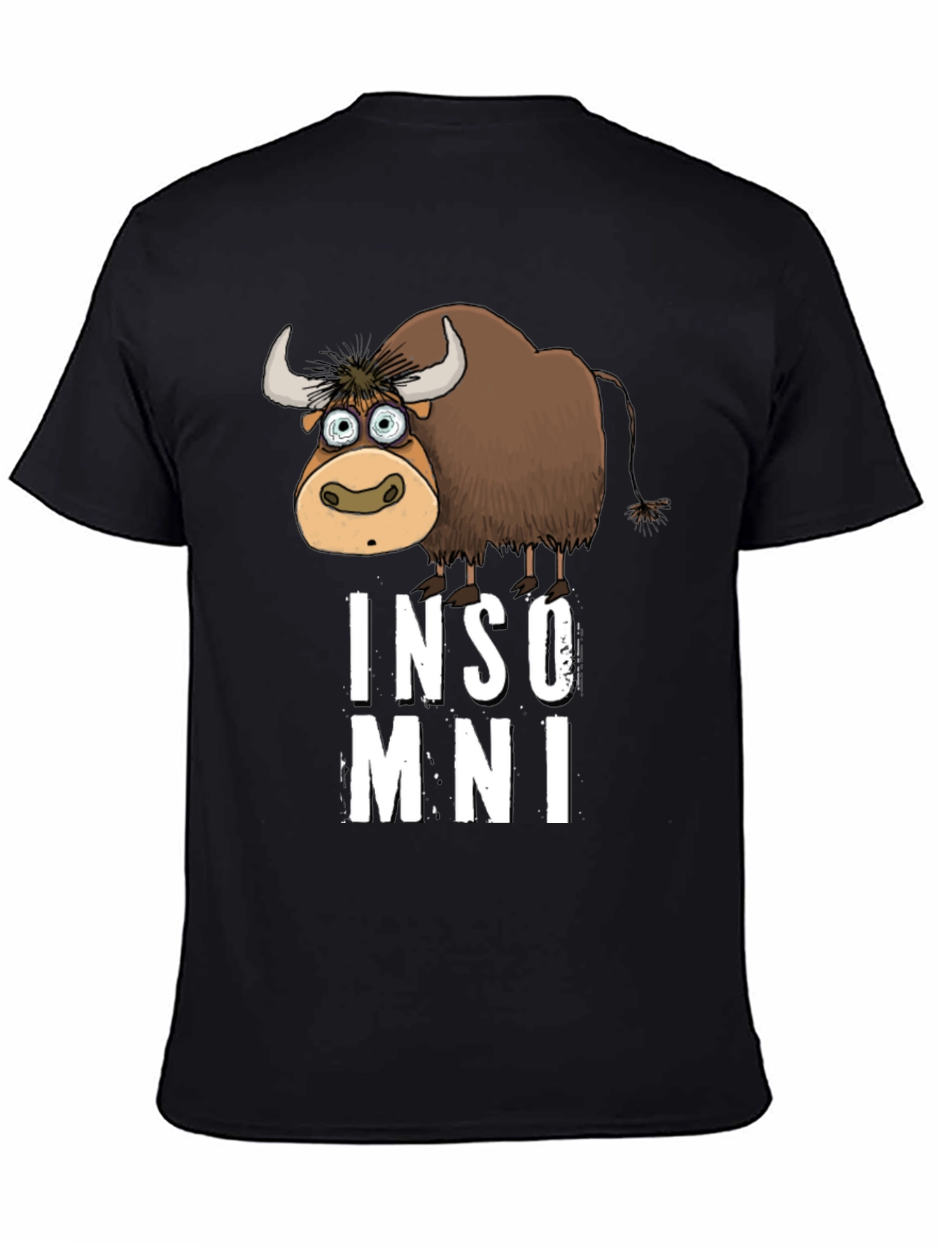 Funny Insomniac Yak Black T-Shirt