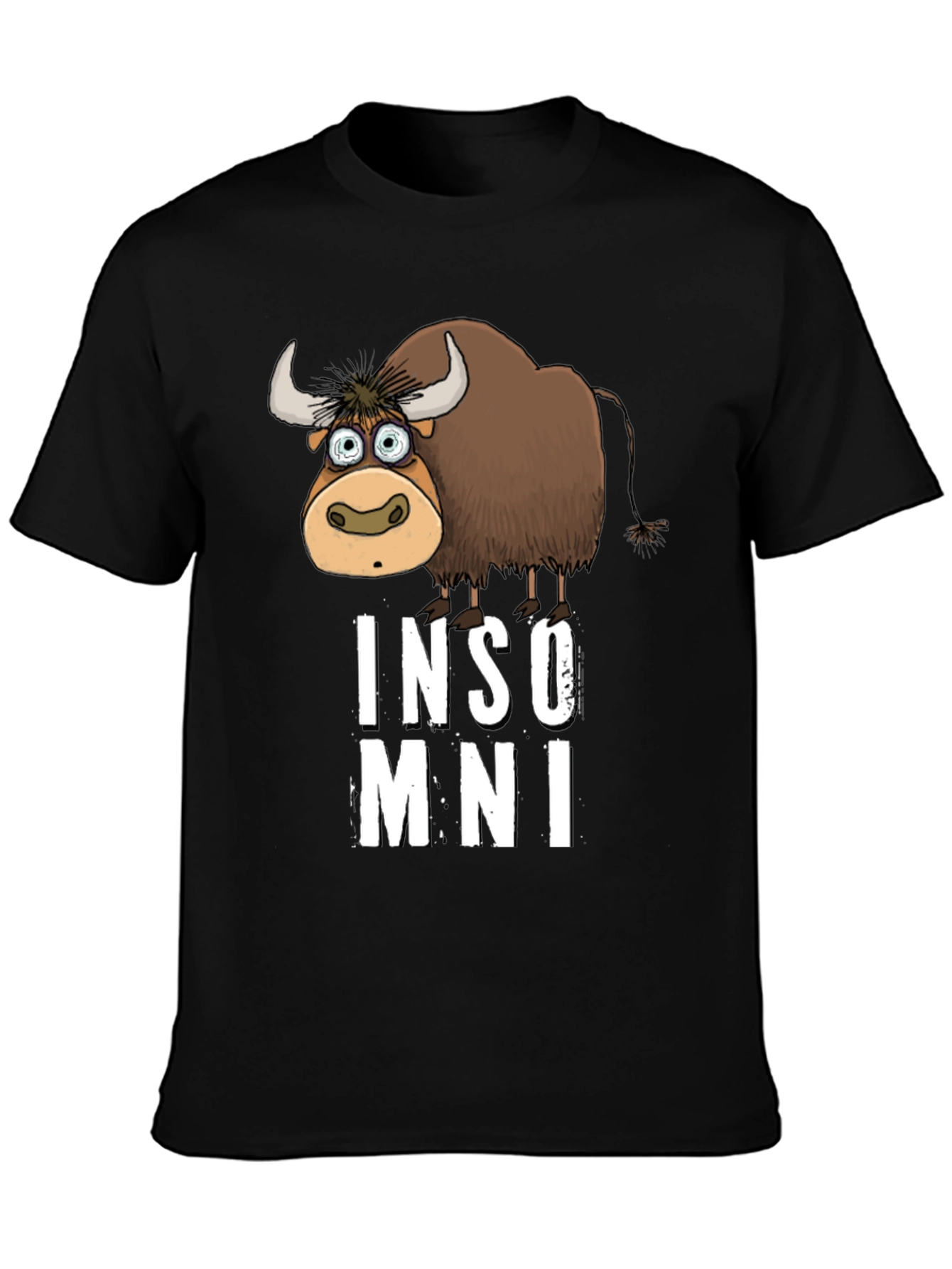 Funny Insomniac Yak Black T-Shirt