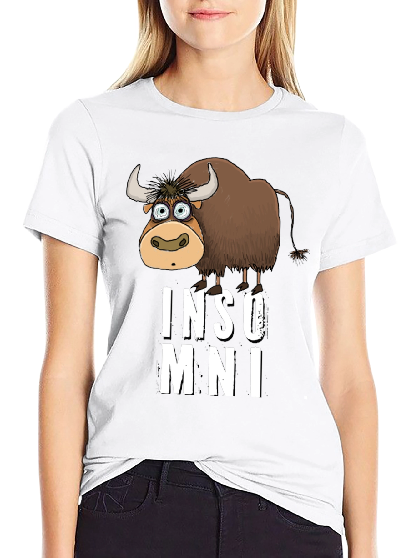 Funny Insomniac Yak Black T-Shirt
