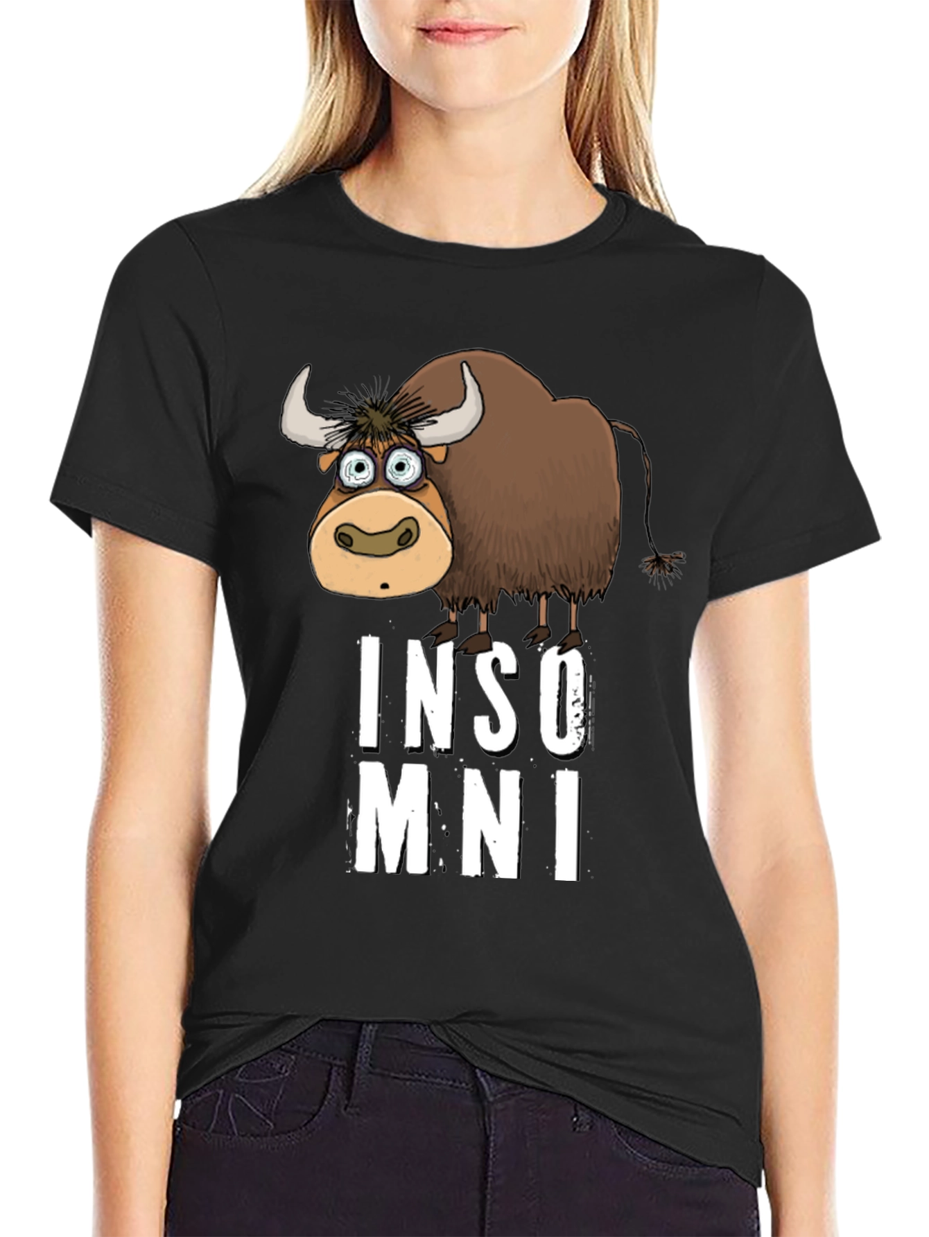 Funny Insomniac Yak Black T-Shirt