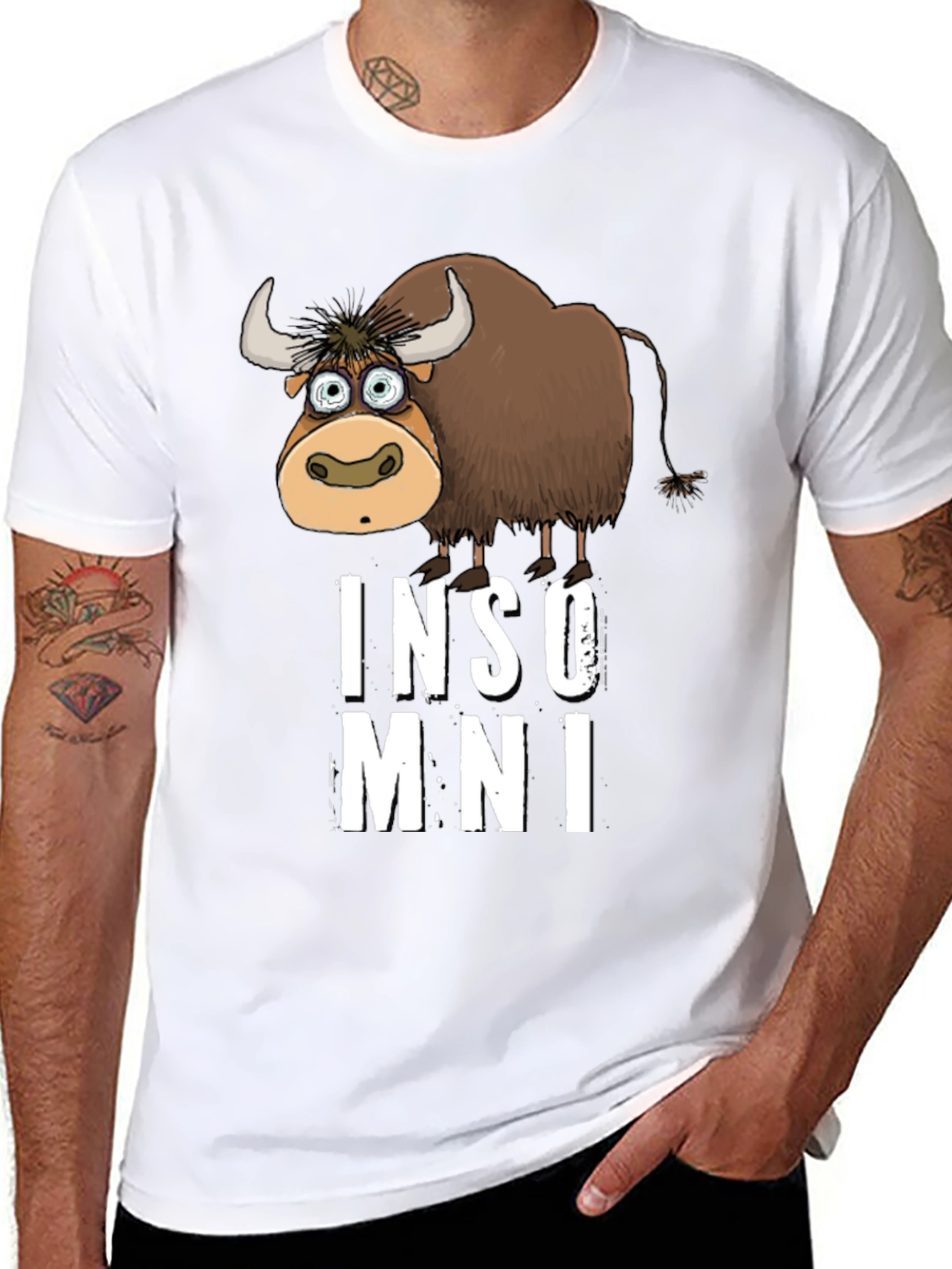 Funny Insomniac Yak Black T-Shirt