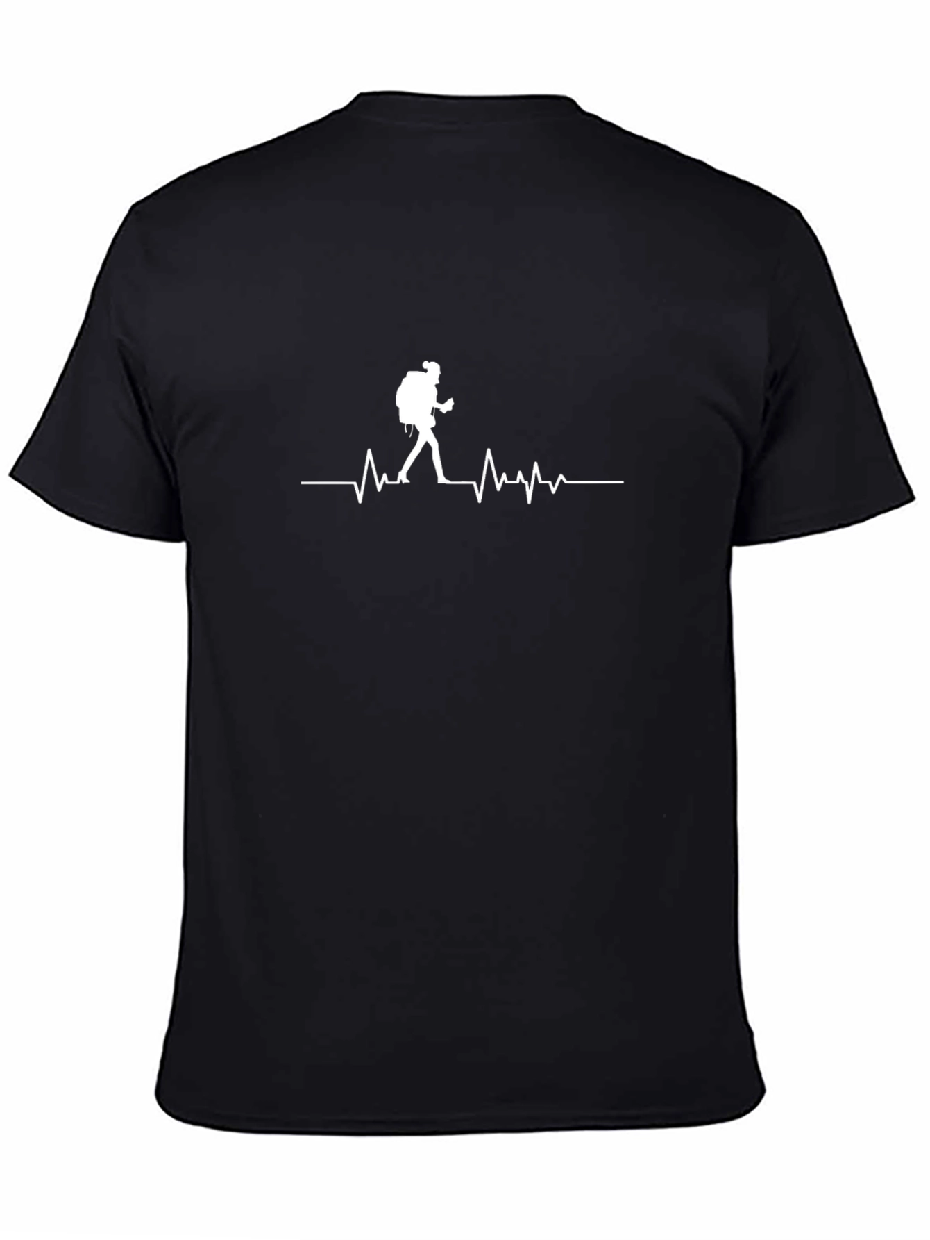 Hiking Heartbeat T-Shirt - Black Crew Neck