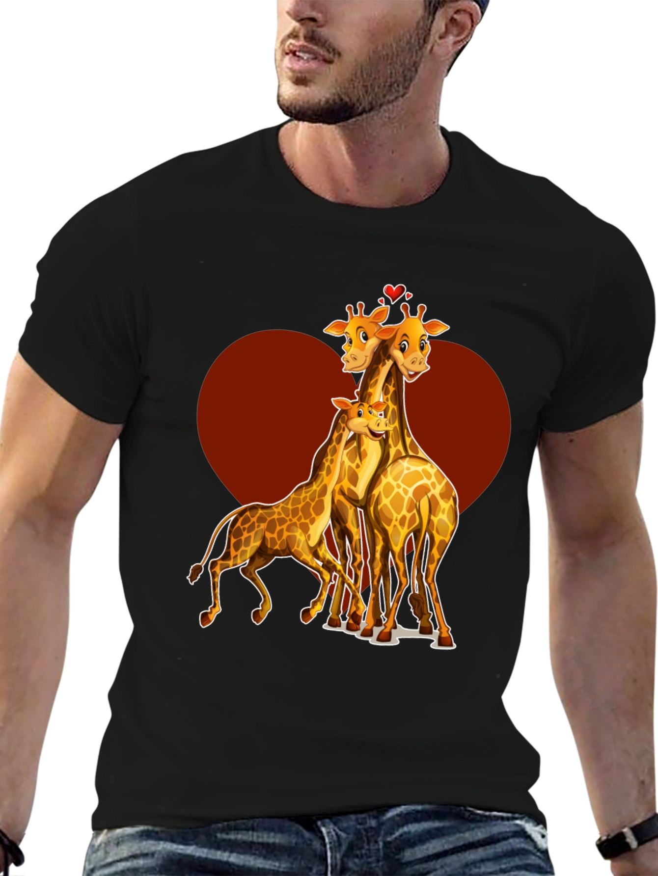 Giraffe Family Heart T-Shirt