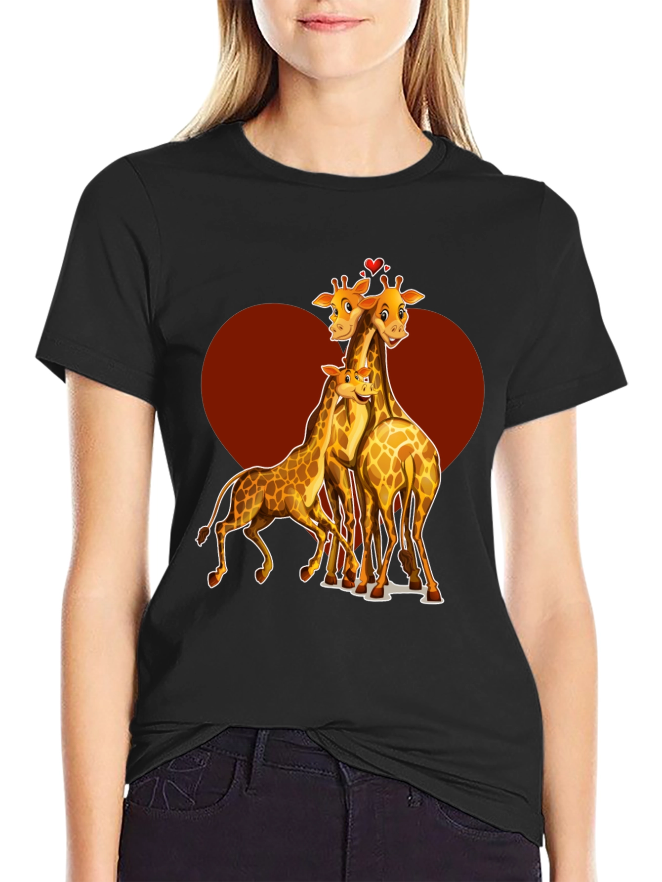Giraffe Family Heart T-Shirt