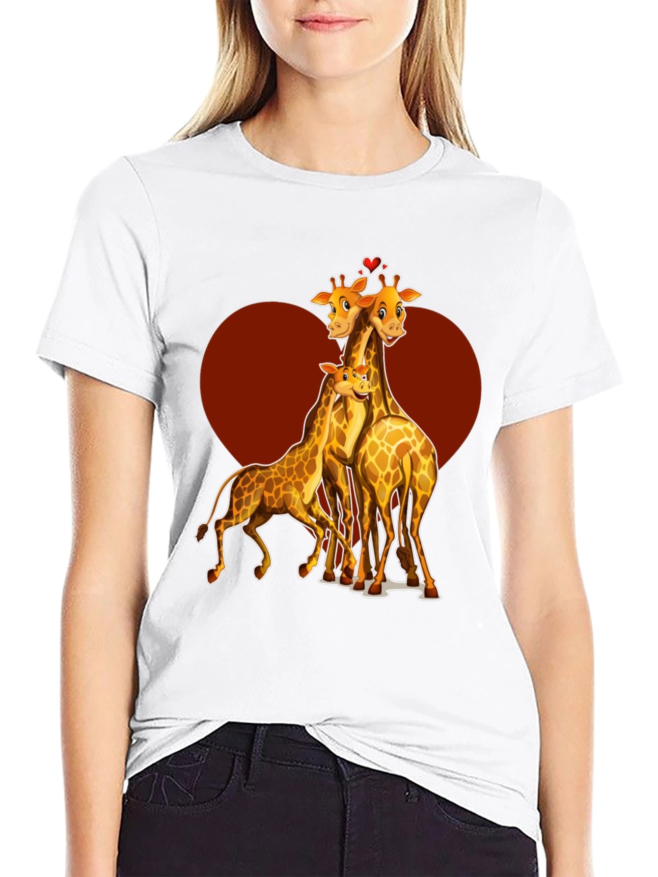 Giraffe Family Heart T-Shirt