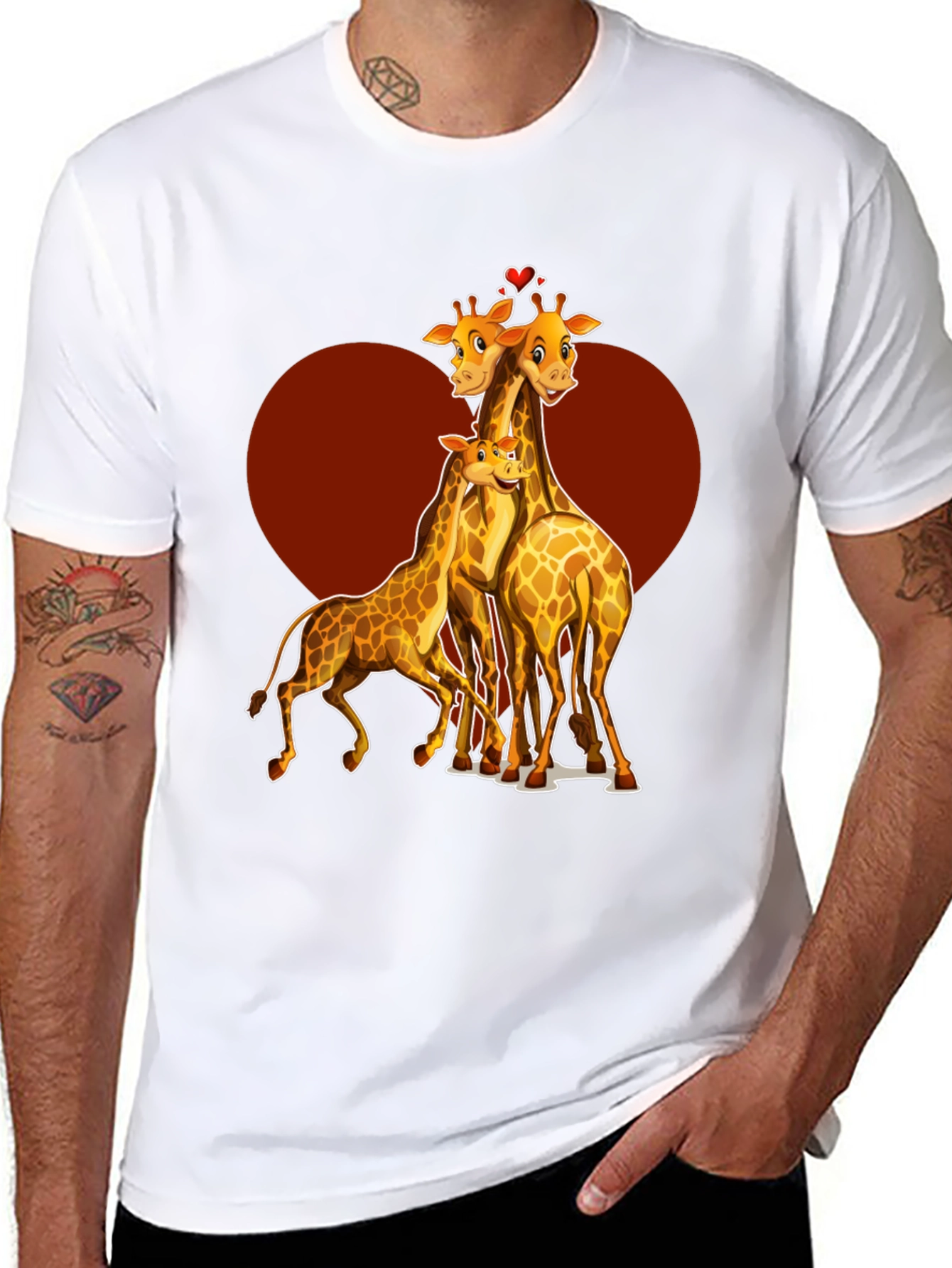 Giraffe Family Heart T-Shirt