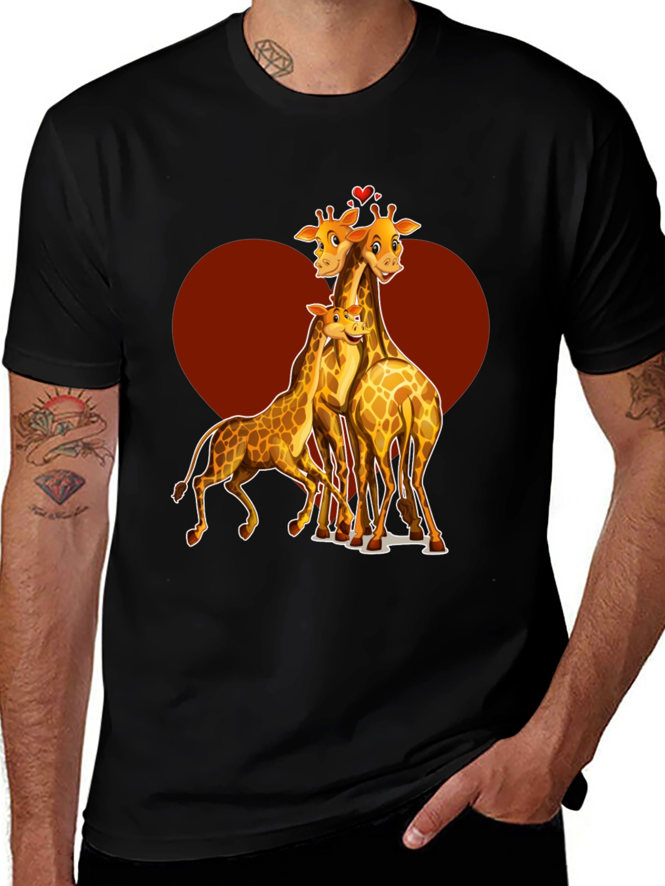 Giraffe Family Heart T-Shirt