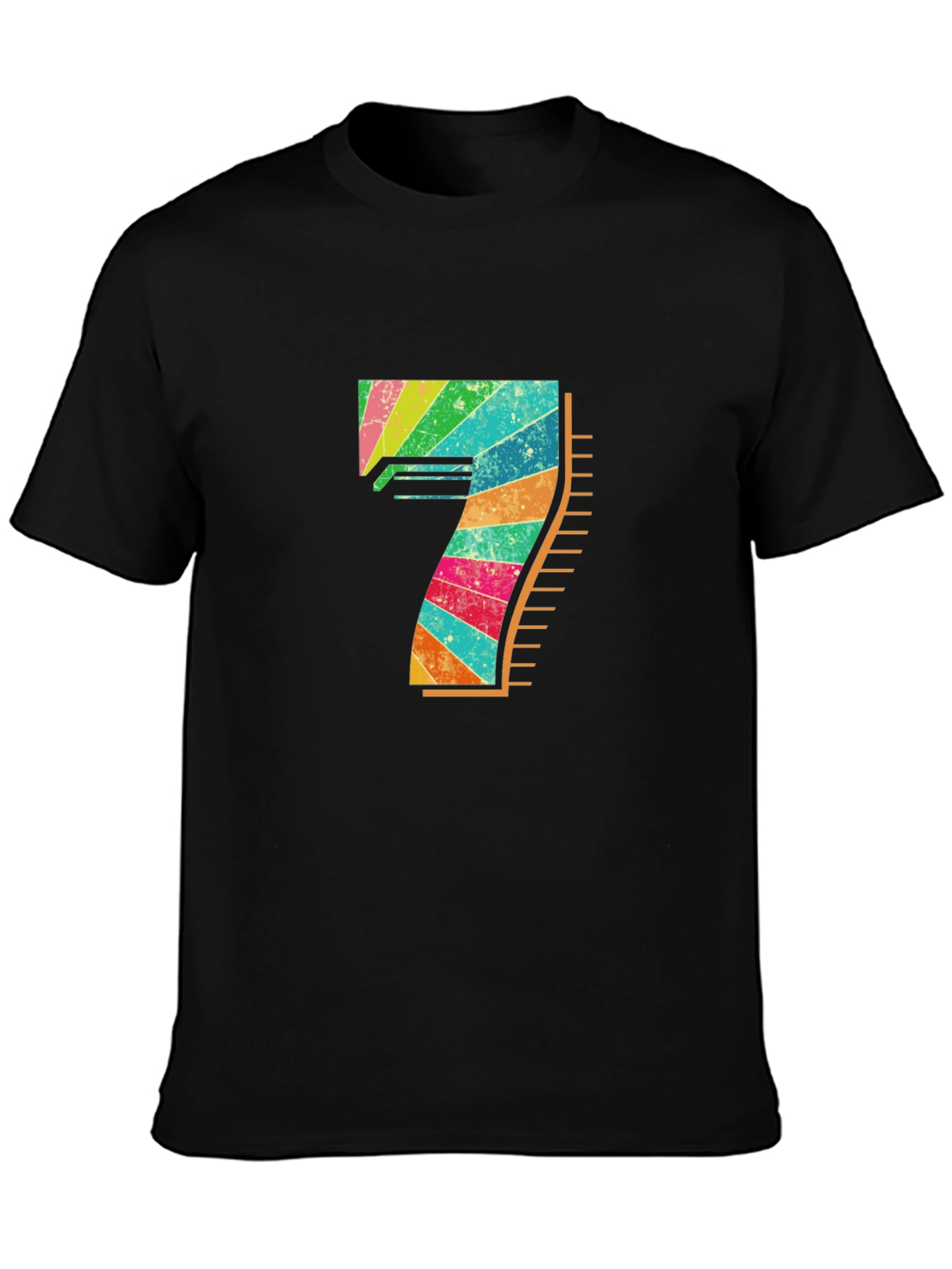 Retro Rainbow Number 7 Graphic Tee