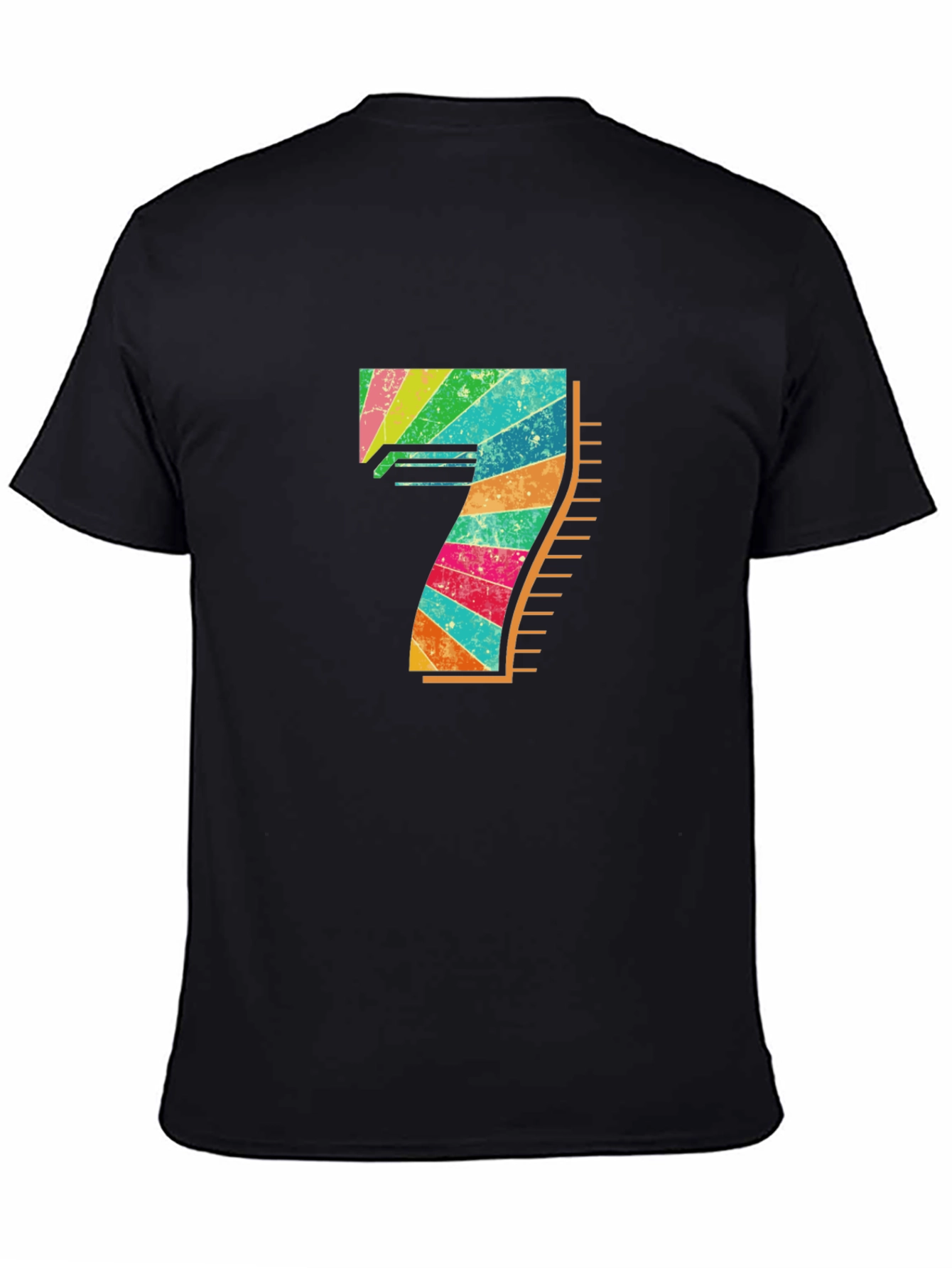 Retro Rainbow Number 7 Graphic Tee