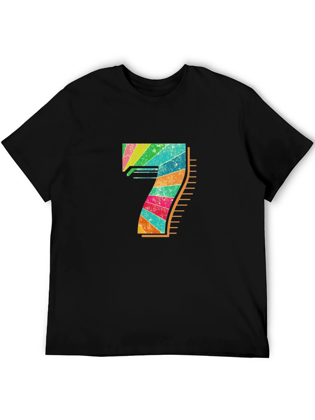 Retro Rainbow Number 7 Graphic Tee