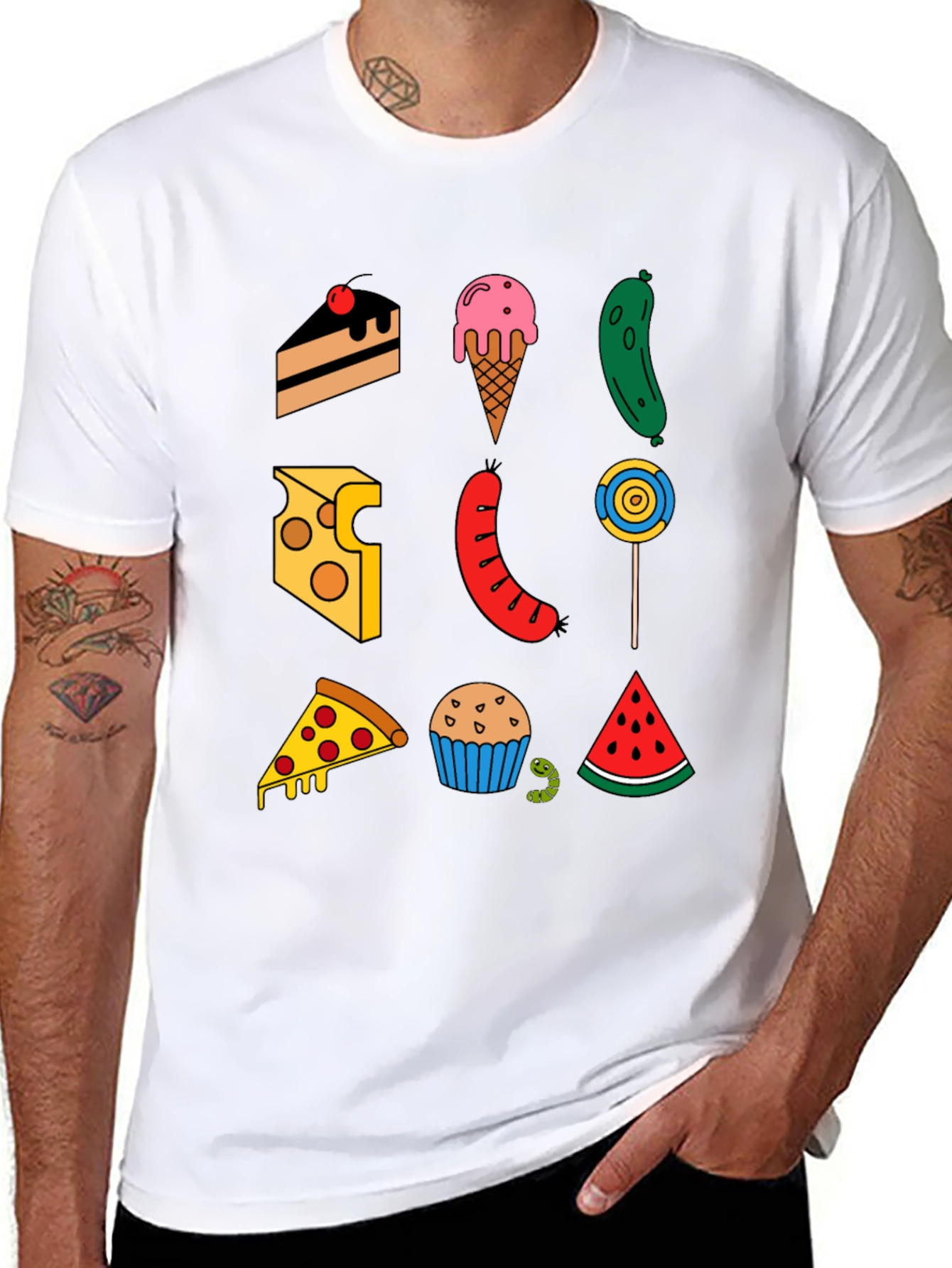 Food Pattern T-Shirt - Fun and Unique Design