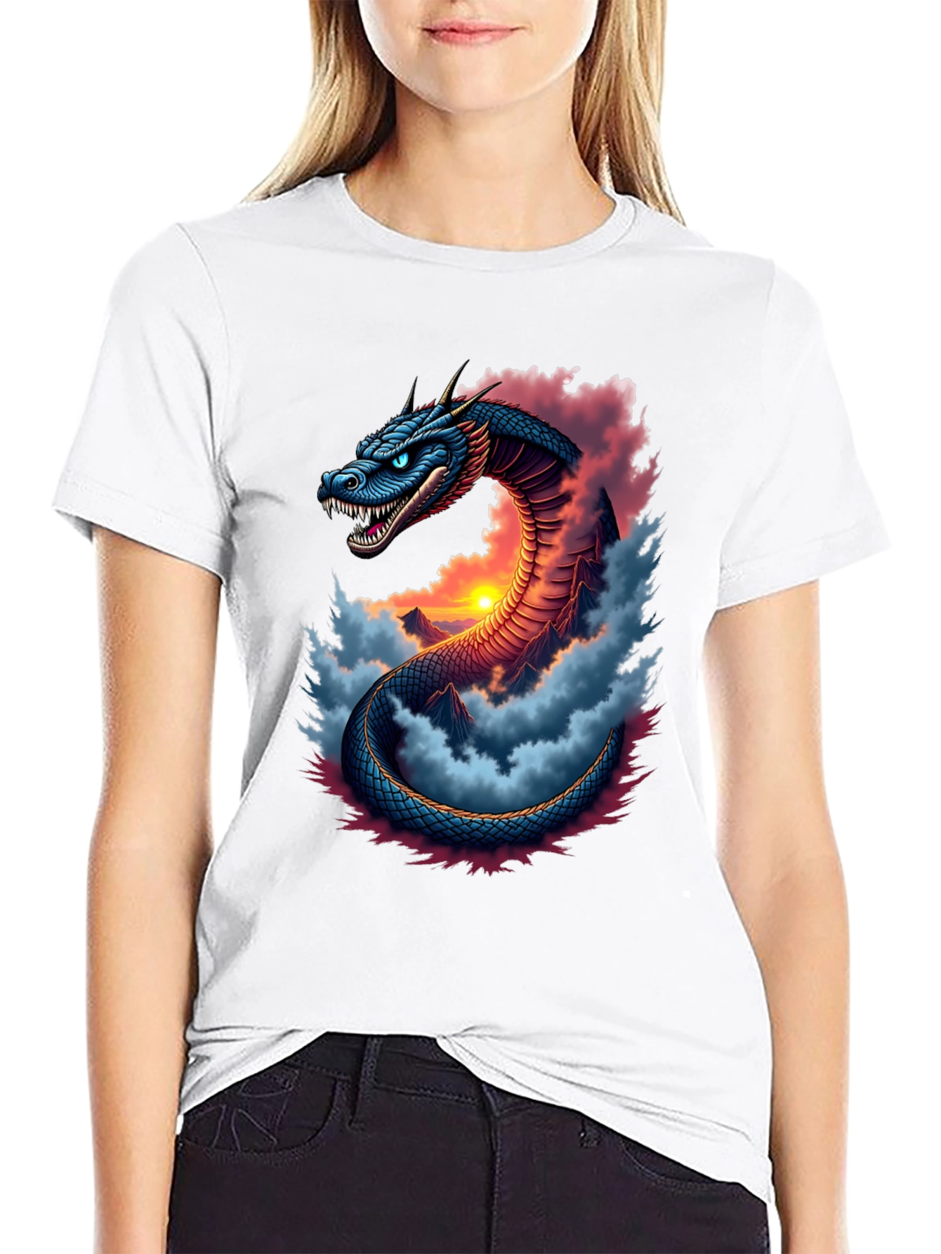 Dragon Serpent Graphic Tee - Fantasy T-Shirt