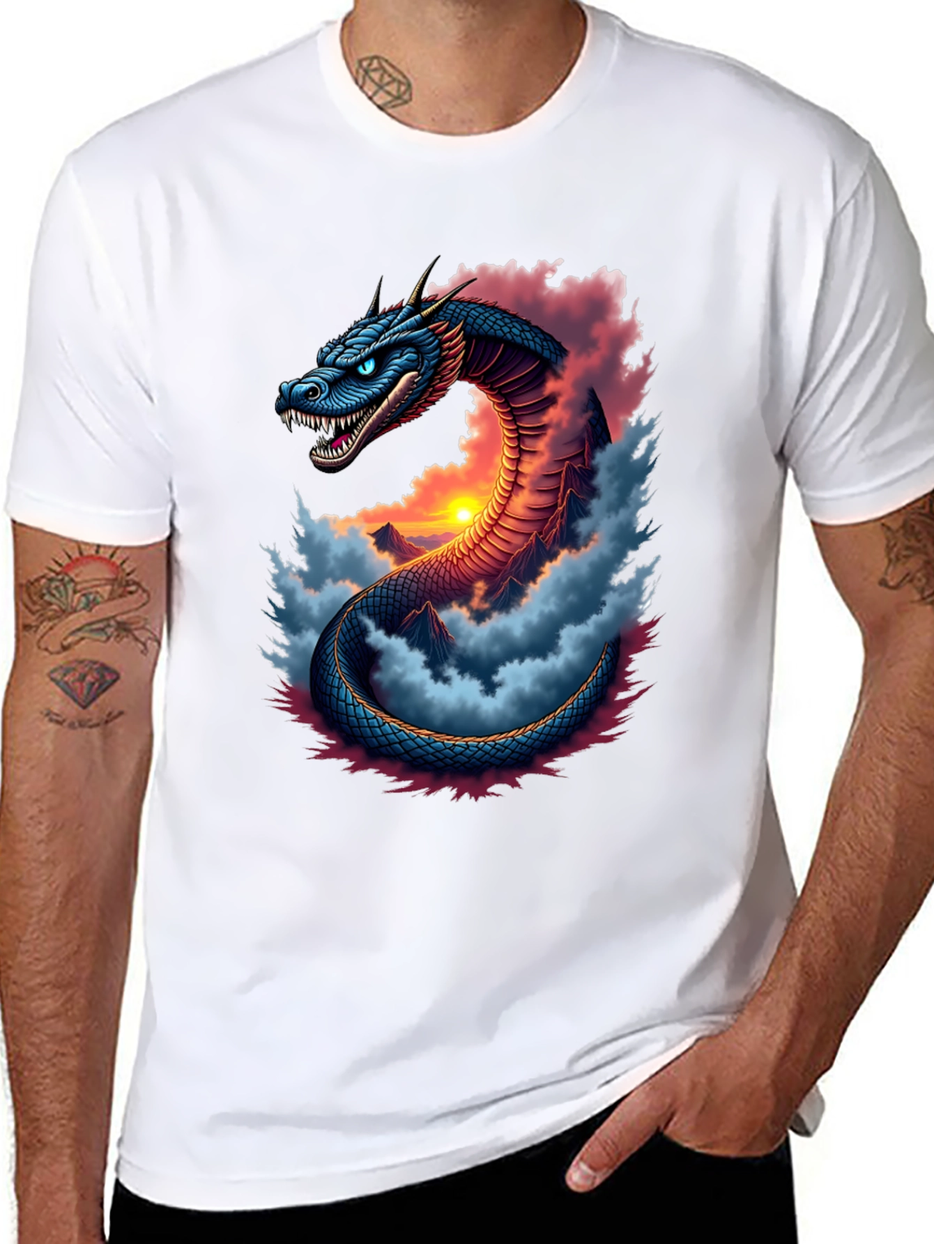 Dragon Serpent Graphic Tee - Fantasy T-Shirt