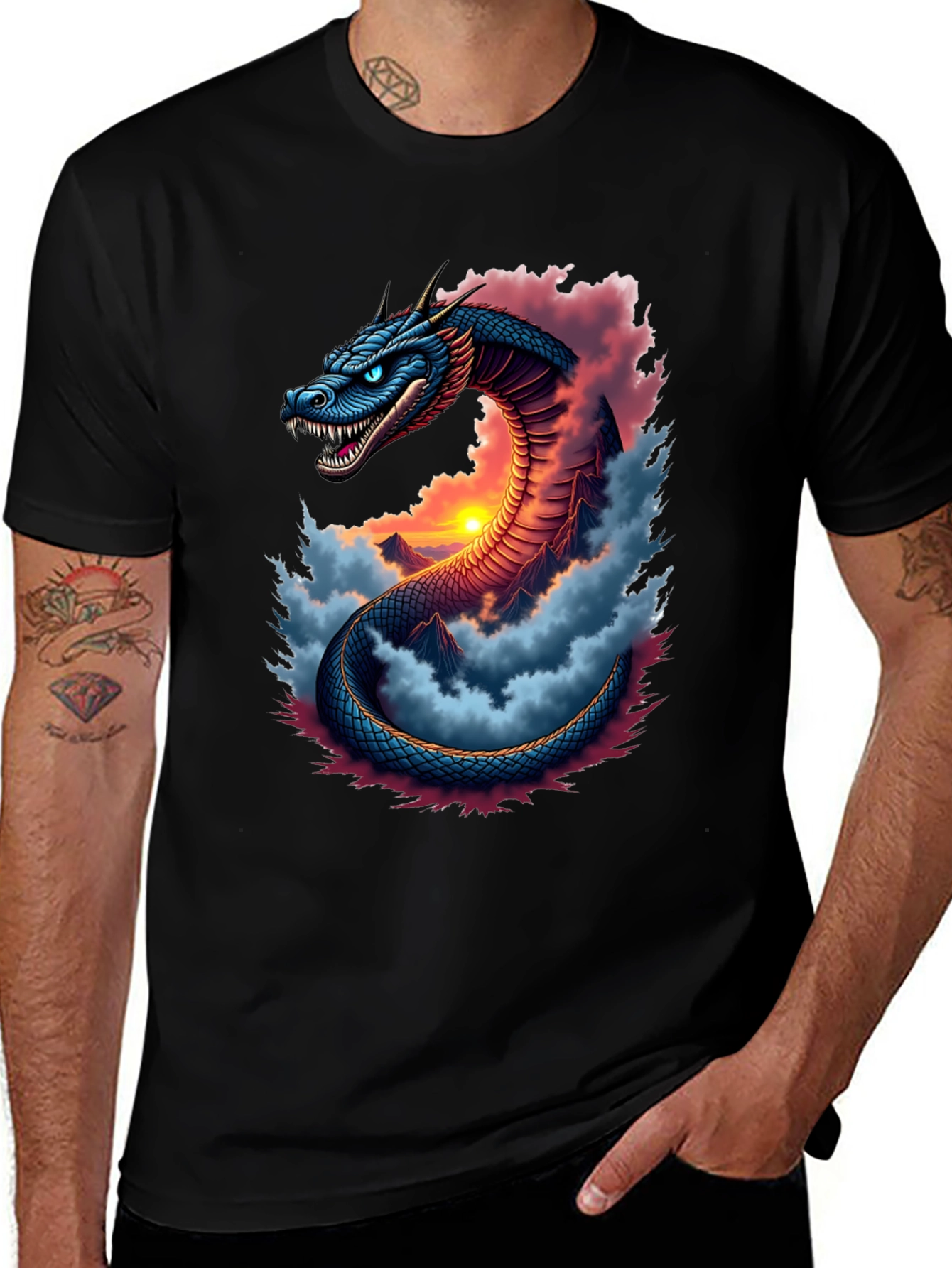 Dragon Serpent Graphic Tee - Fantasy T-Shirt