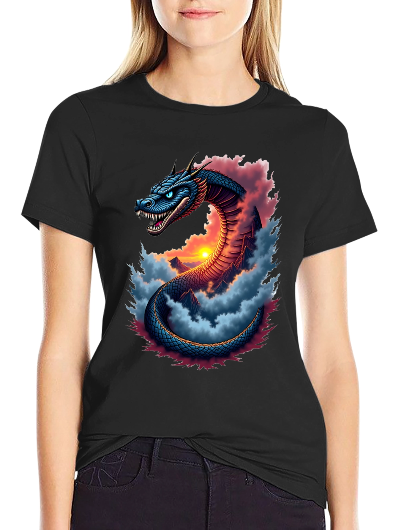 Dragon Serpent Graphic Tee - Fantasy T-Shirt