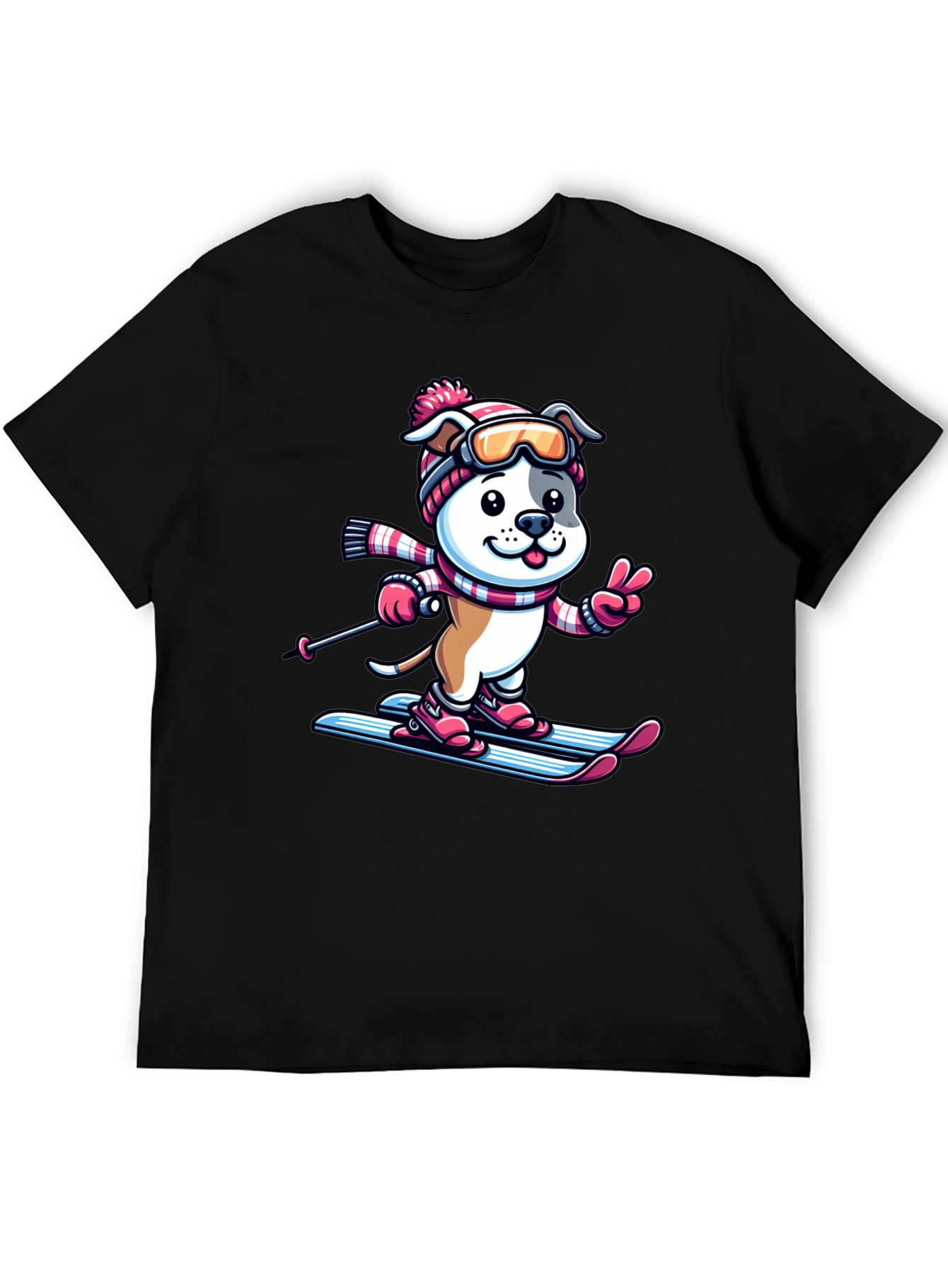 Skiing Dog T-Shirt - Winter Fun Tee
