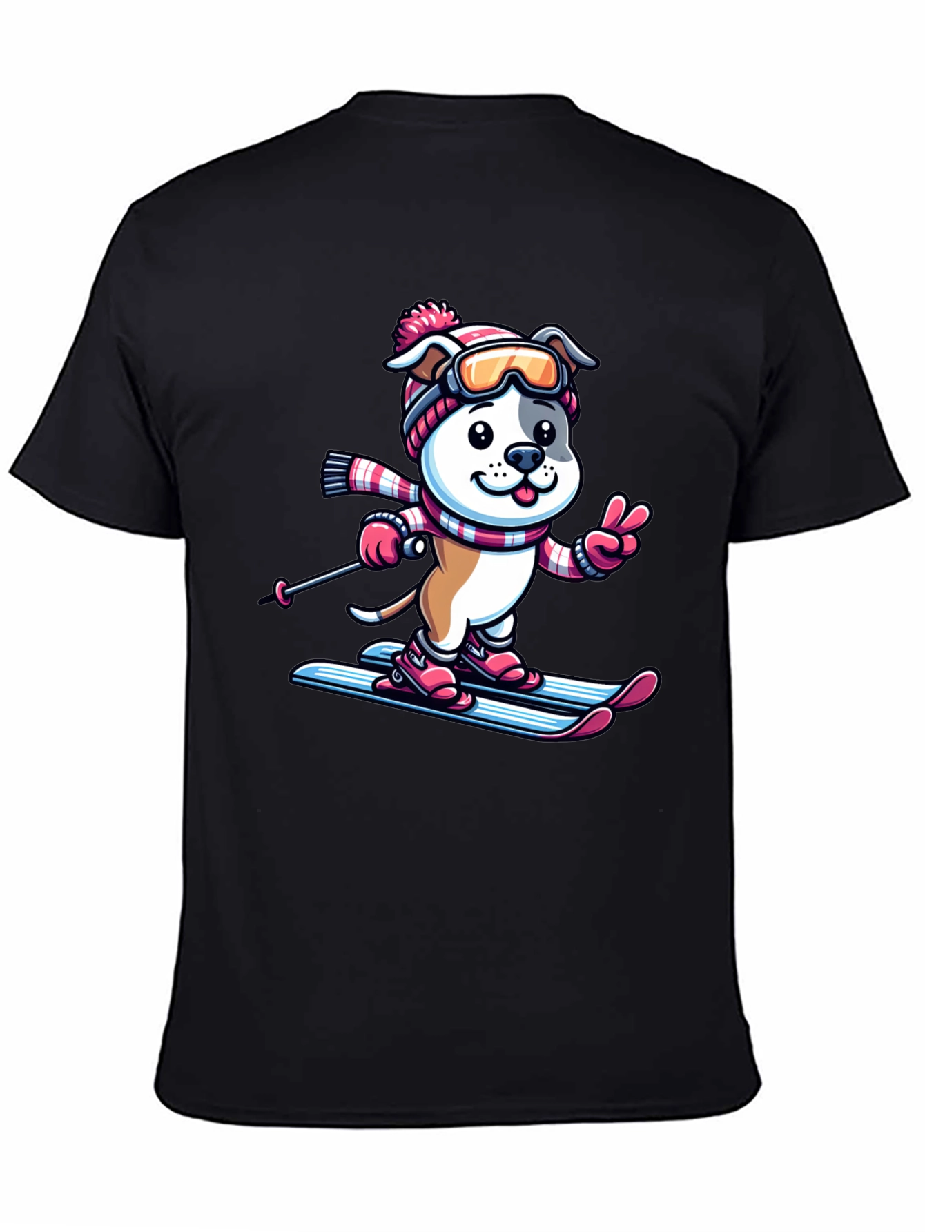 Skiing Dog T-Shirt - Winter Fun Tee