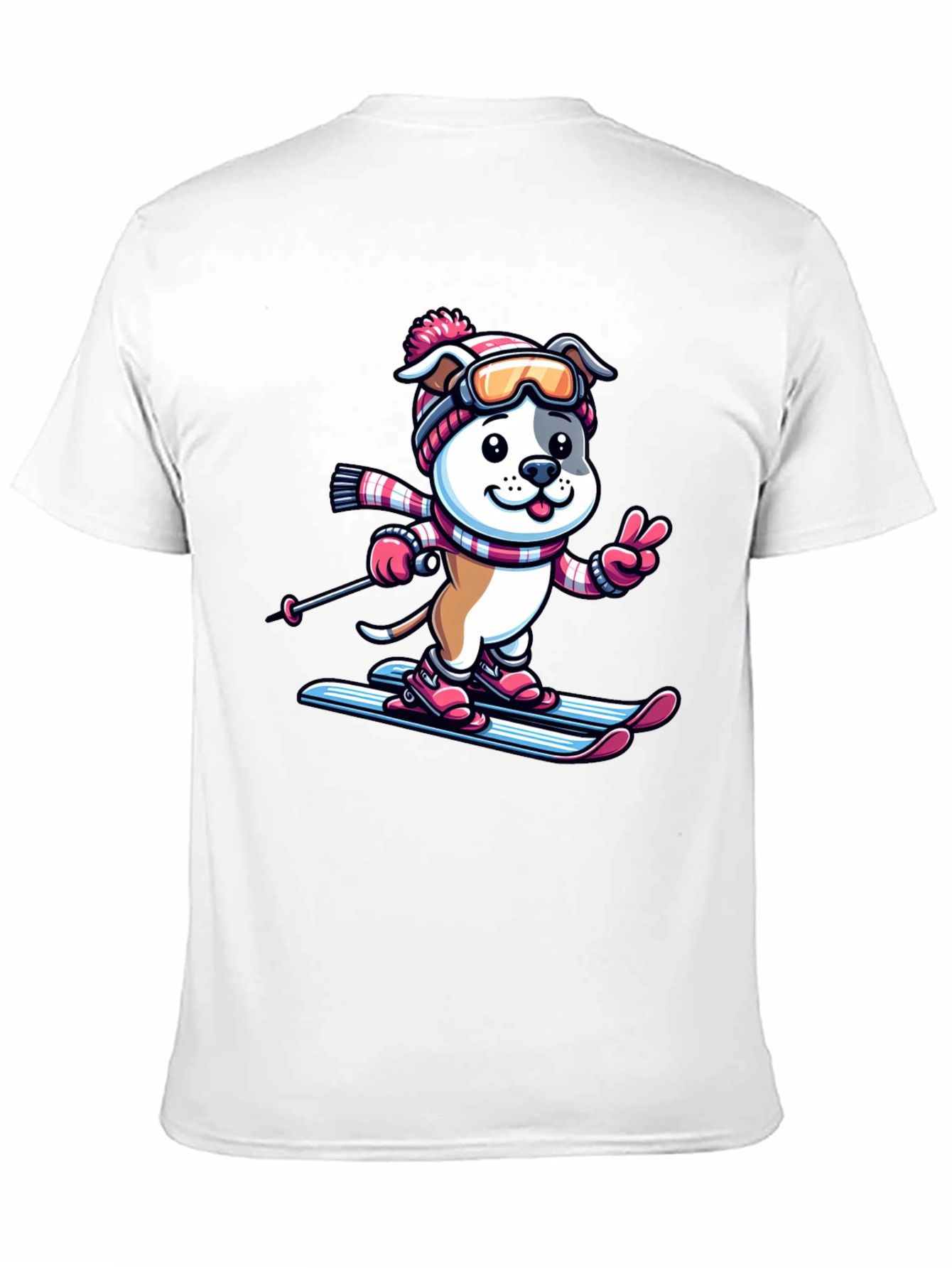 Skiing Dog T-Shirt - Winter Fun Tee
