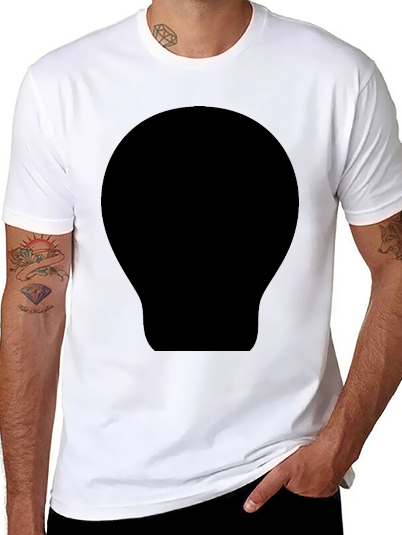 Mens Black Crew Neck T-Shirt with Bold Graphic