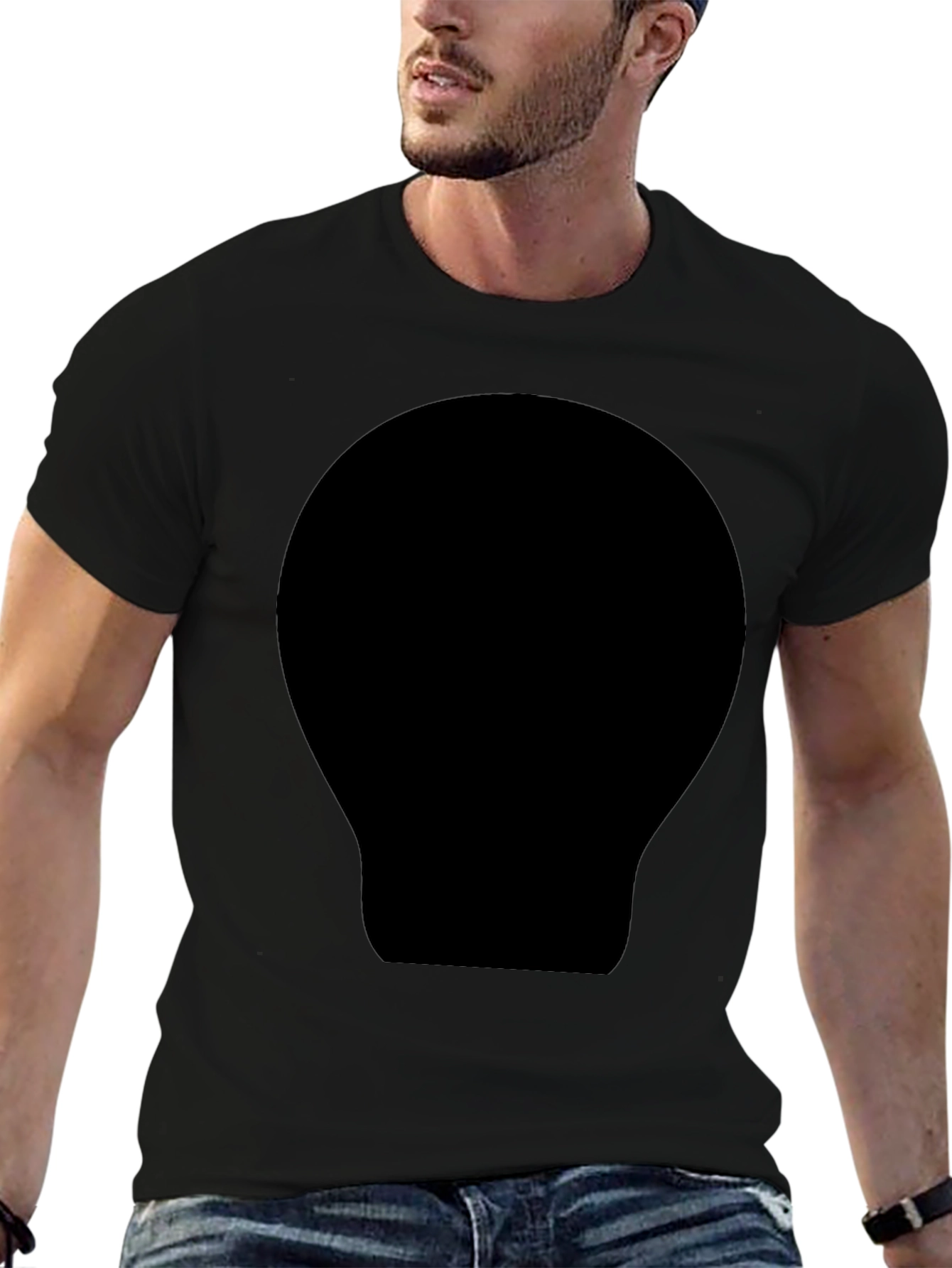 Mens Black Crew Neck T-Shirt with Bold Graphic
