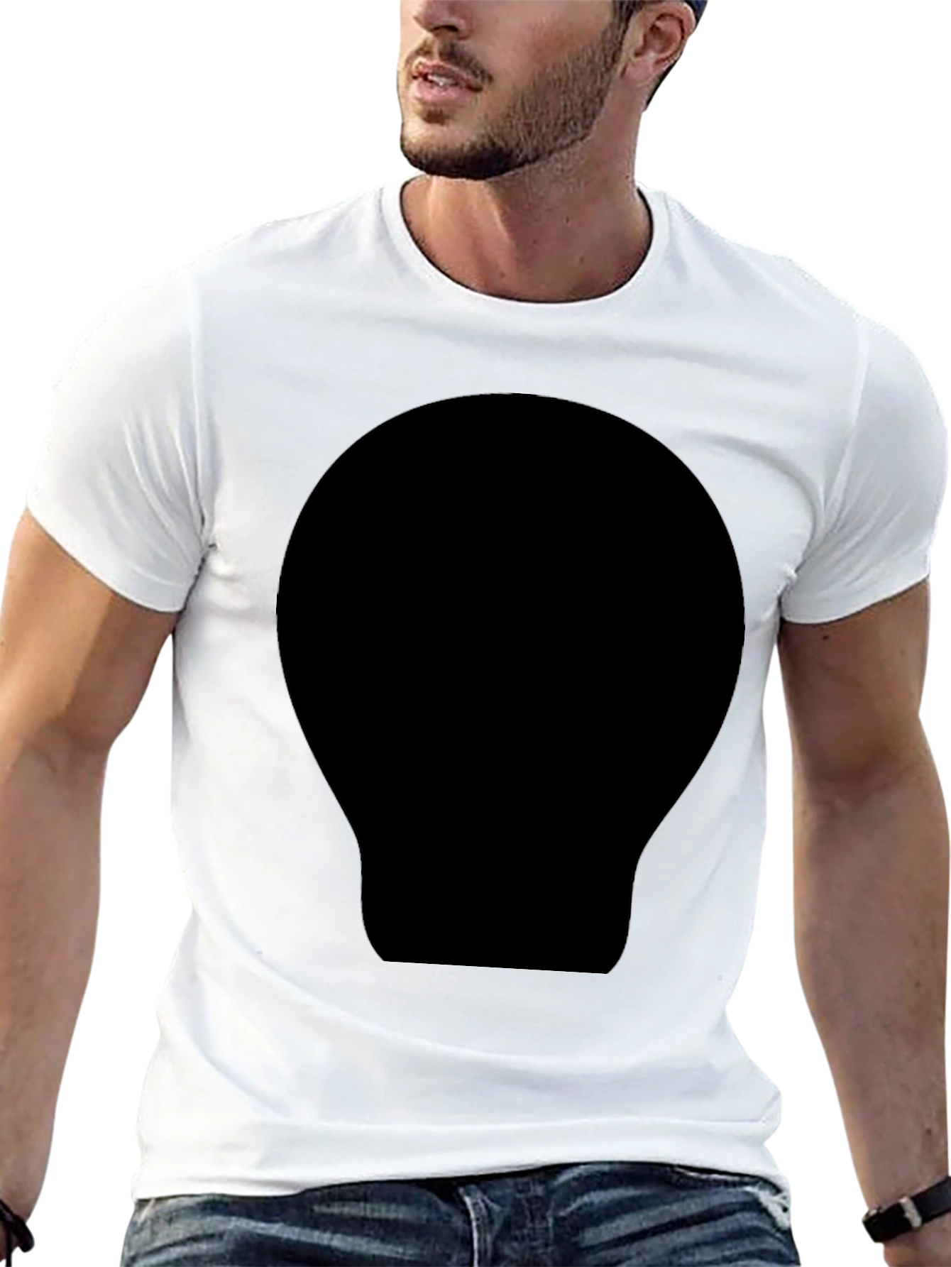 Mens Black Crew Neck T-Shirt with Bold Graphic