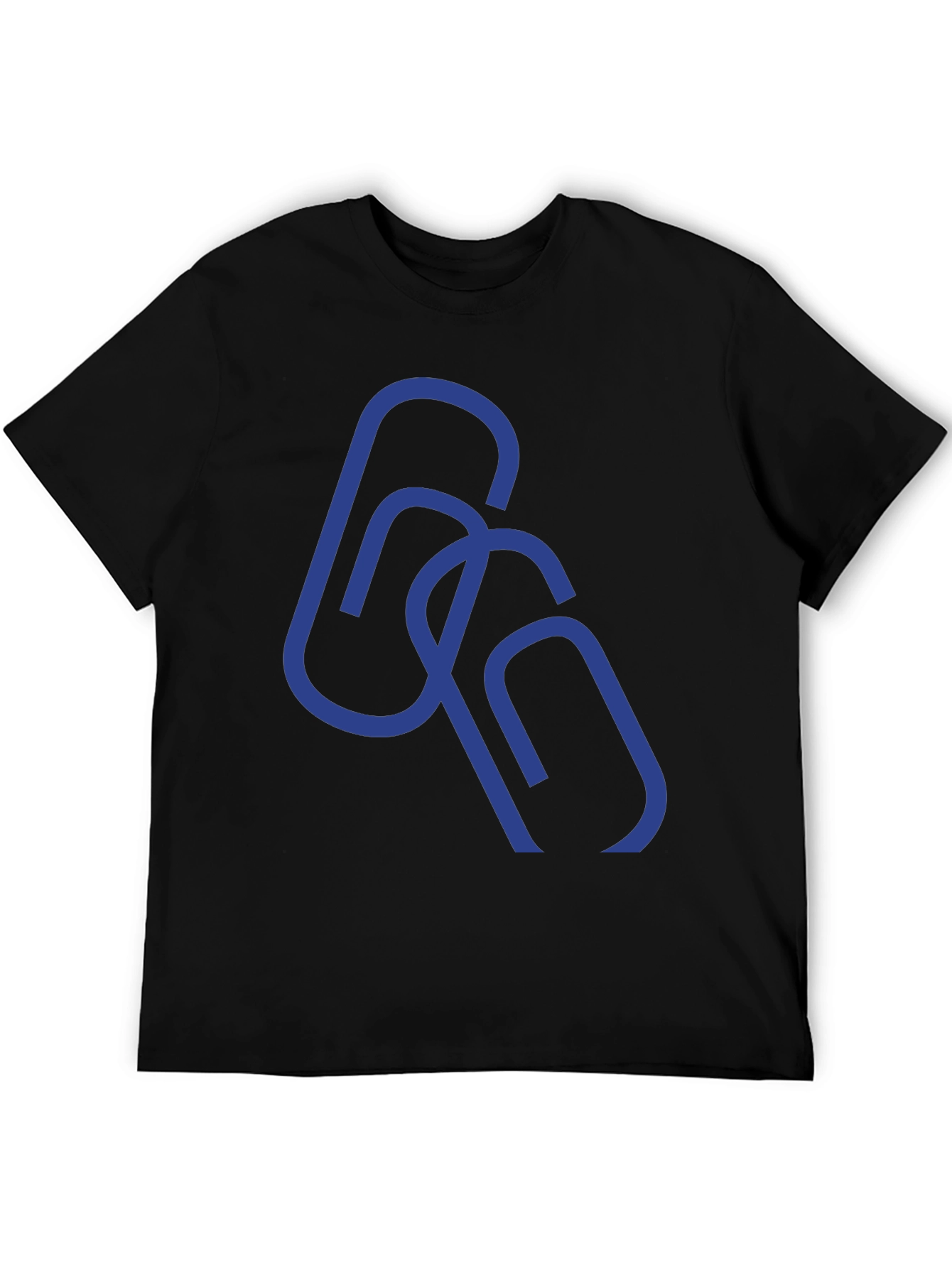 Abstract Paperclip Design Black T-Shirt