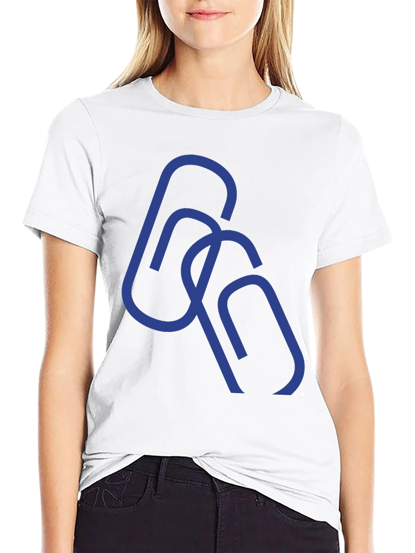 Abstract Paperclip Design Black T-Shirt