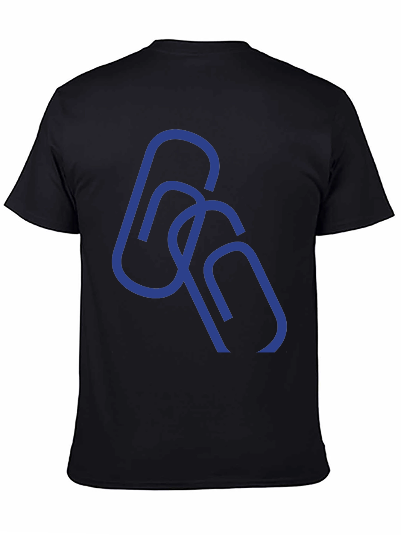 Abstract Paperclip Design Black T-Shirt
