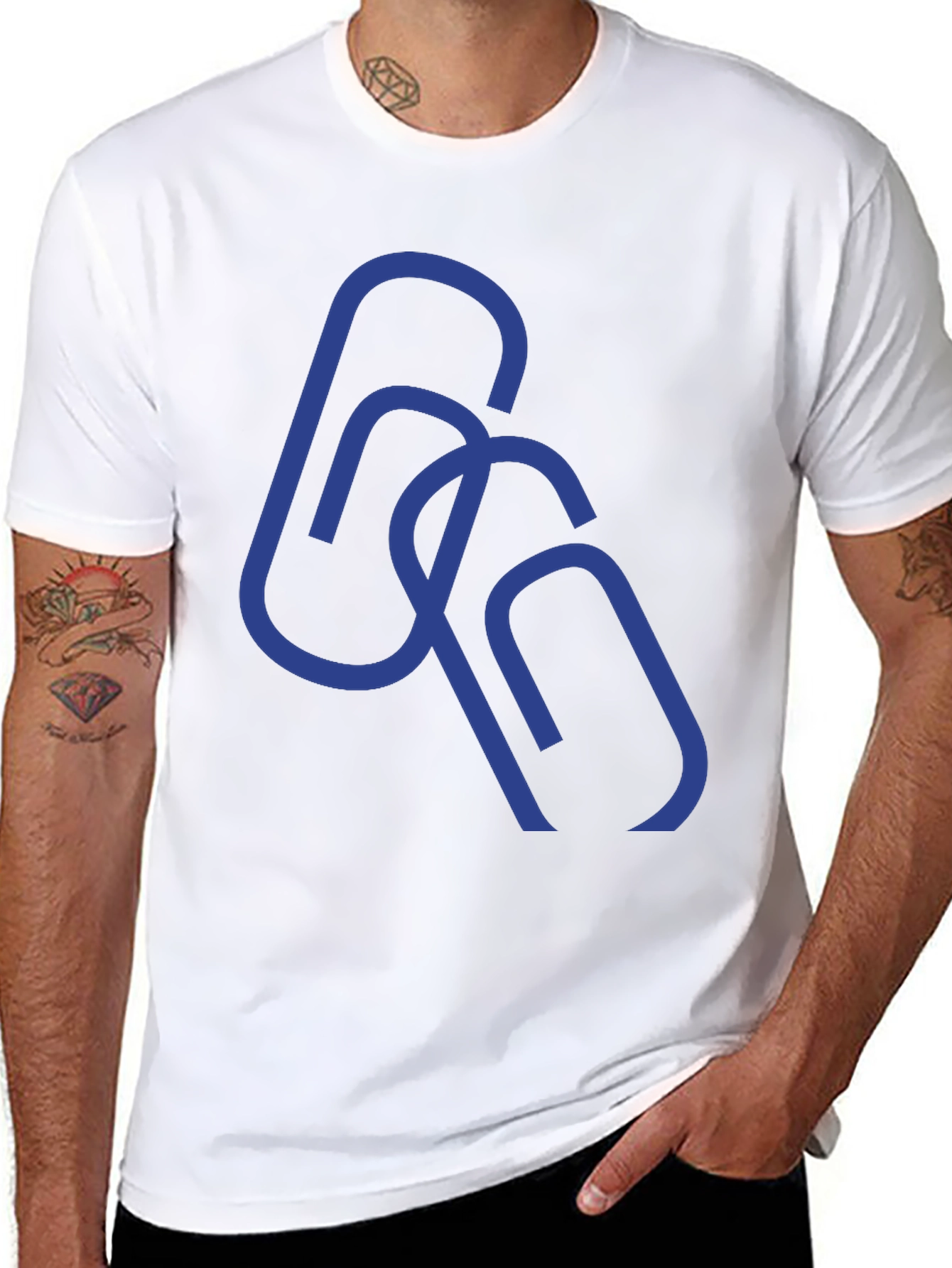 Abstract Paperclip Design Black T-Shirt