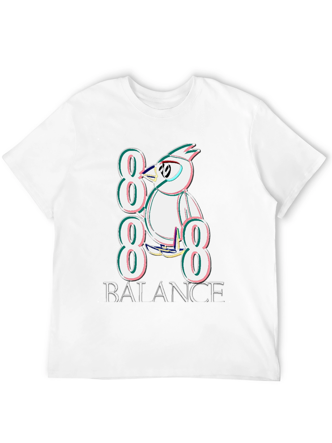888 Balance Graphic Tee - Quirky Bird Design T-Shirt