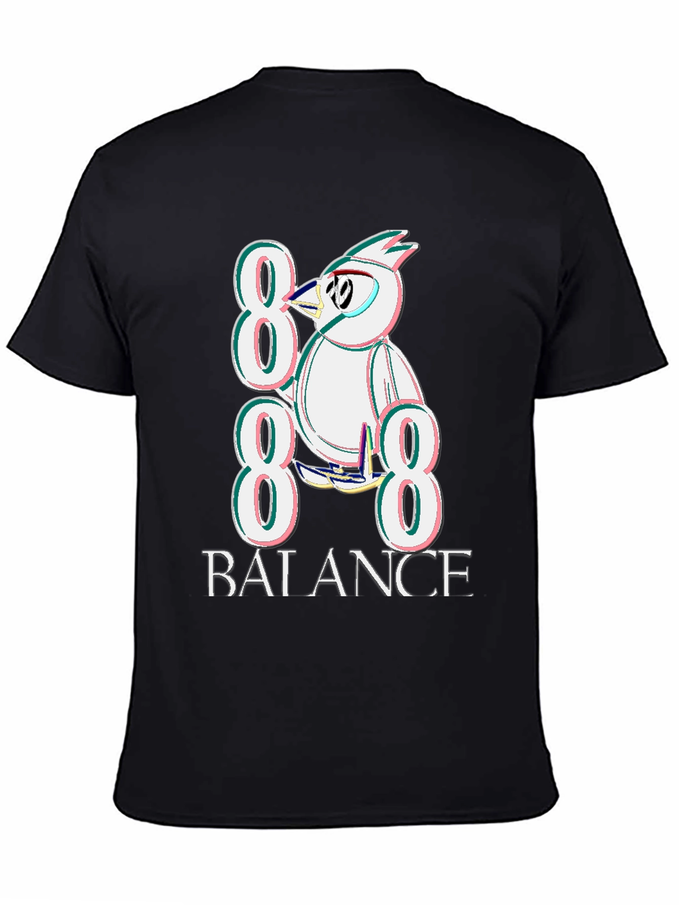 888 Balance Graphic Tee - Quirky Bird Design T-Shirt