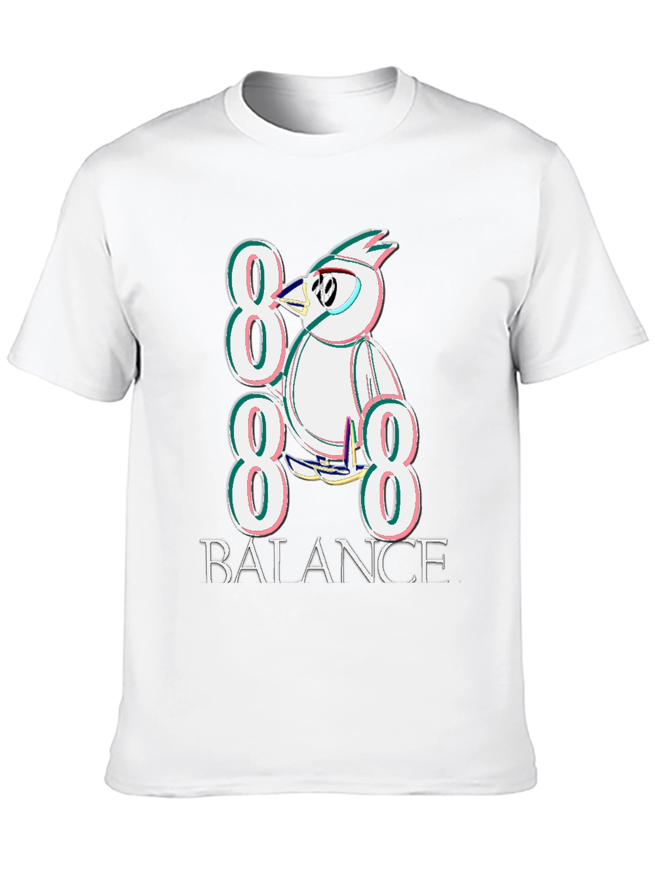 888 Balance Graphic Tee - Quirky Bird Design T-Shirt