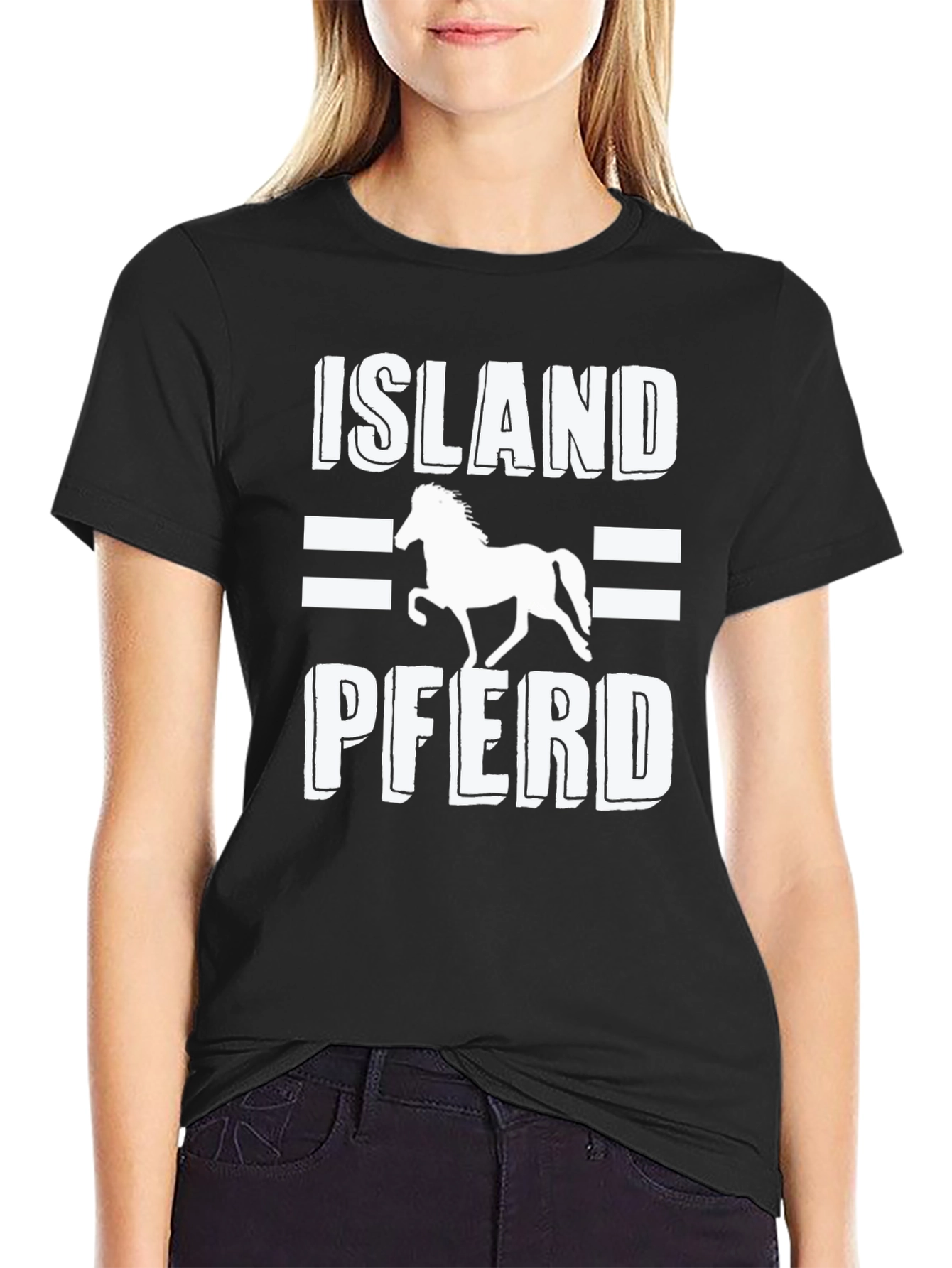 Island Pferd Horse T-Shirt Black