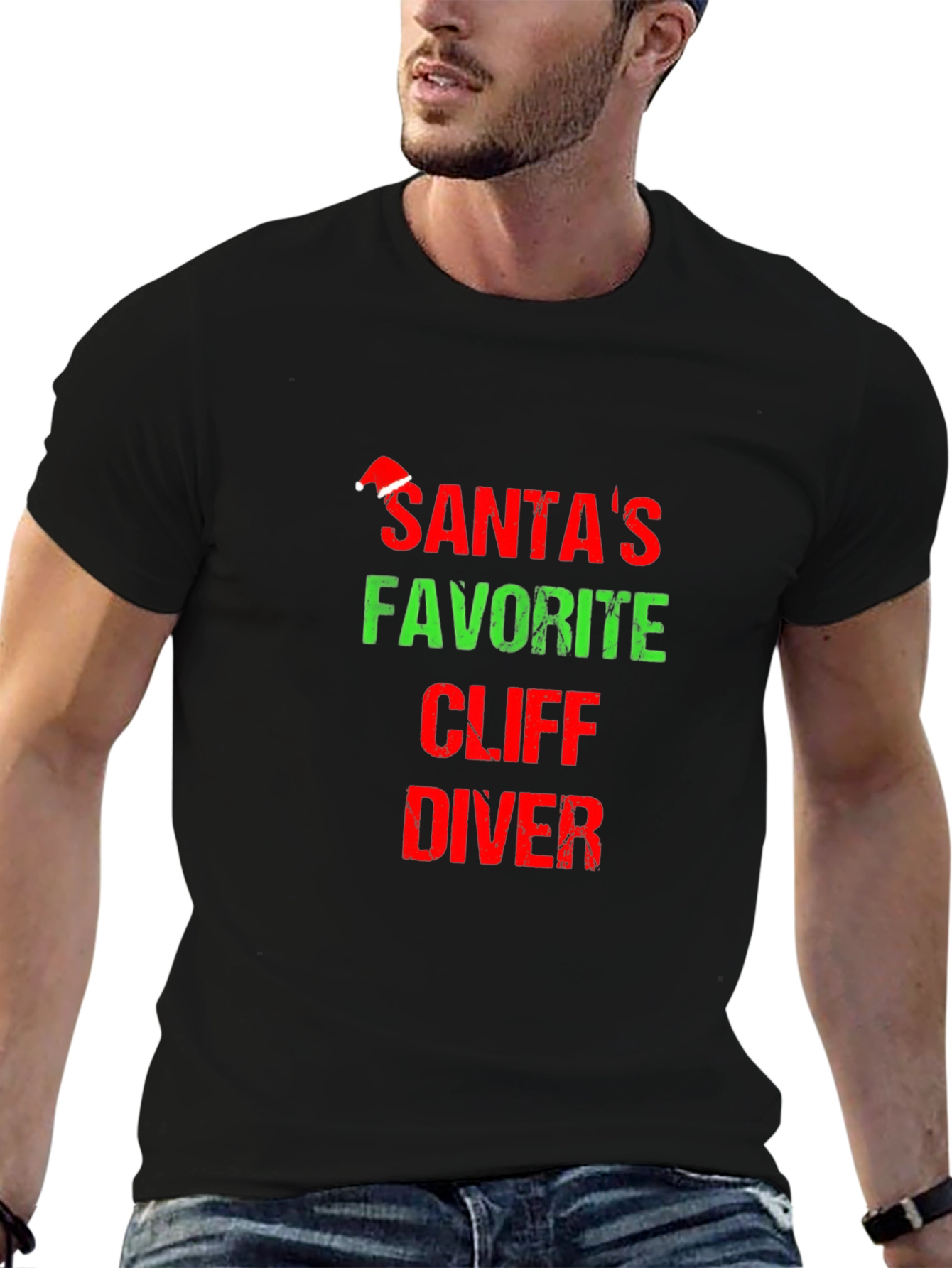 Santas Favorite Cliff Diver T-Shirt Holiday Tee