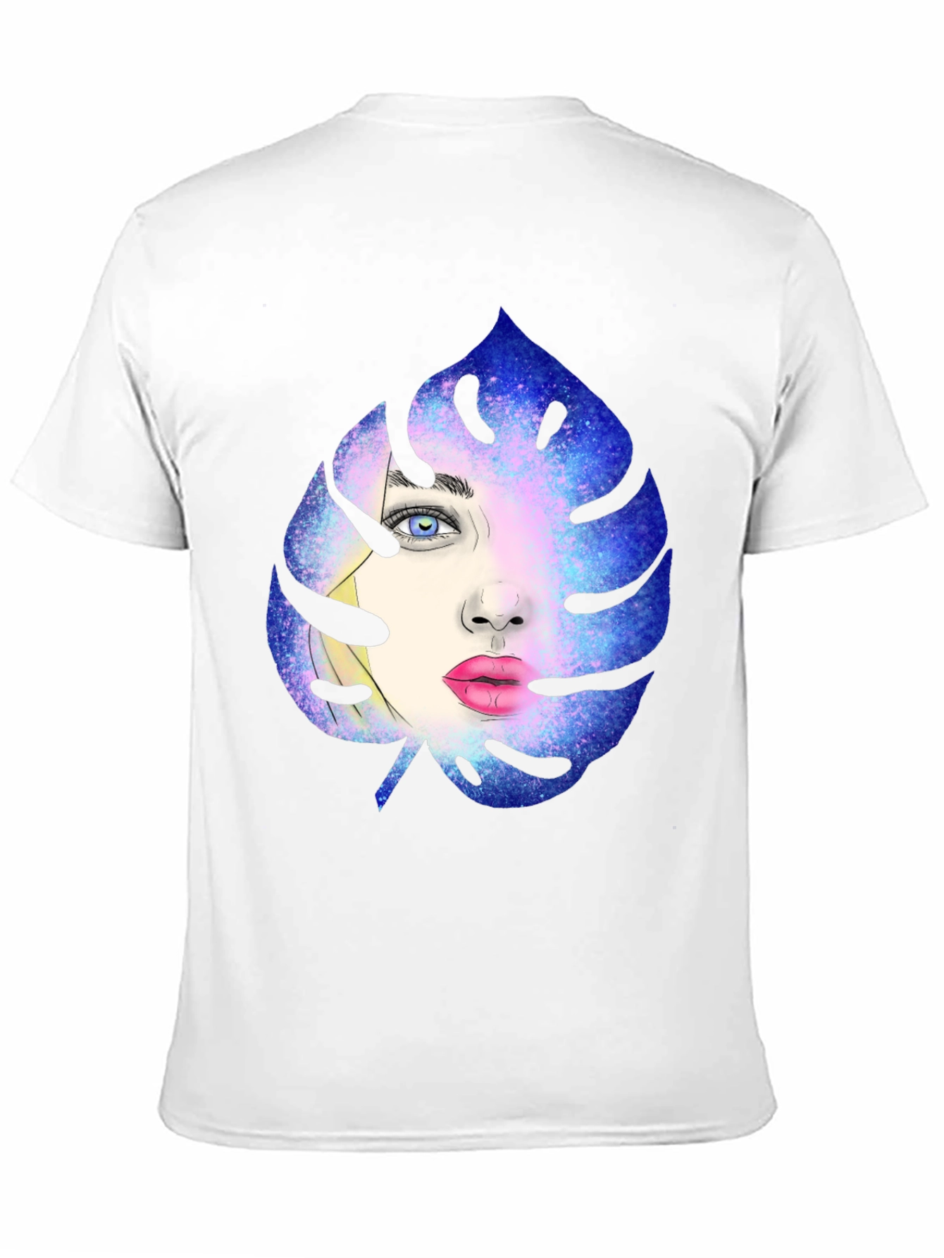 Galaxy Face Leaf Graphic Black T-Shirt