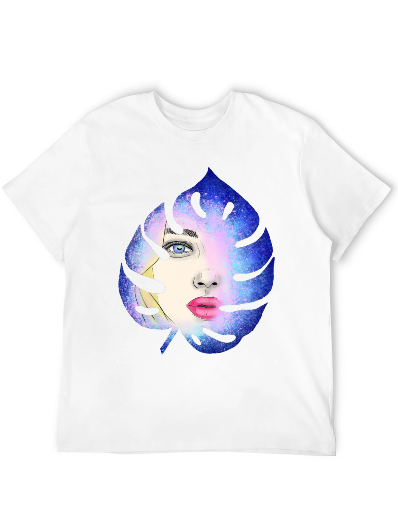 Galaxy Face Leaf Graphic Black T-Shirt