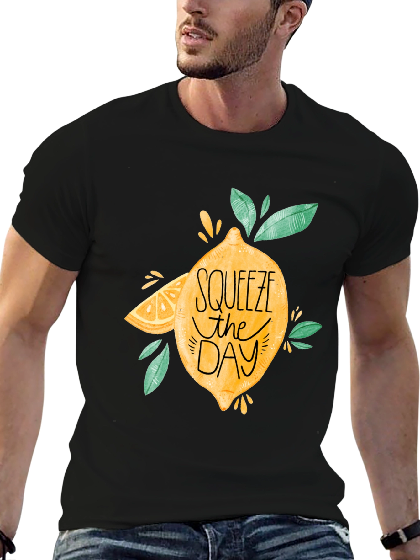 Squeeze The Day Black Graphic Tee