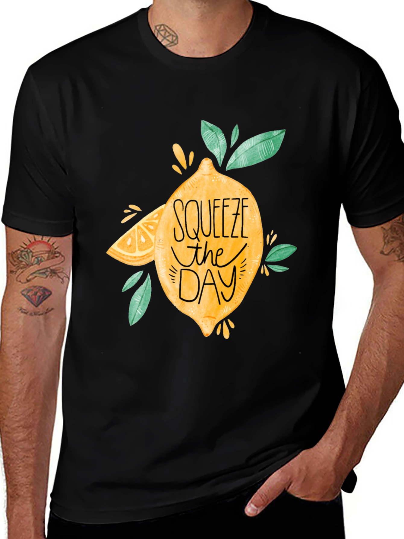Squeeze The Day Black Graphic Tee