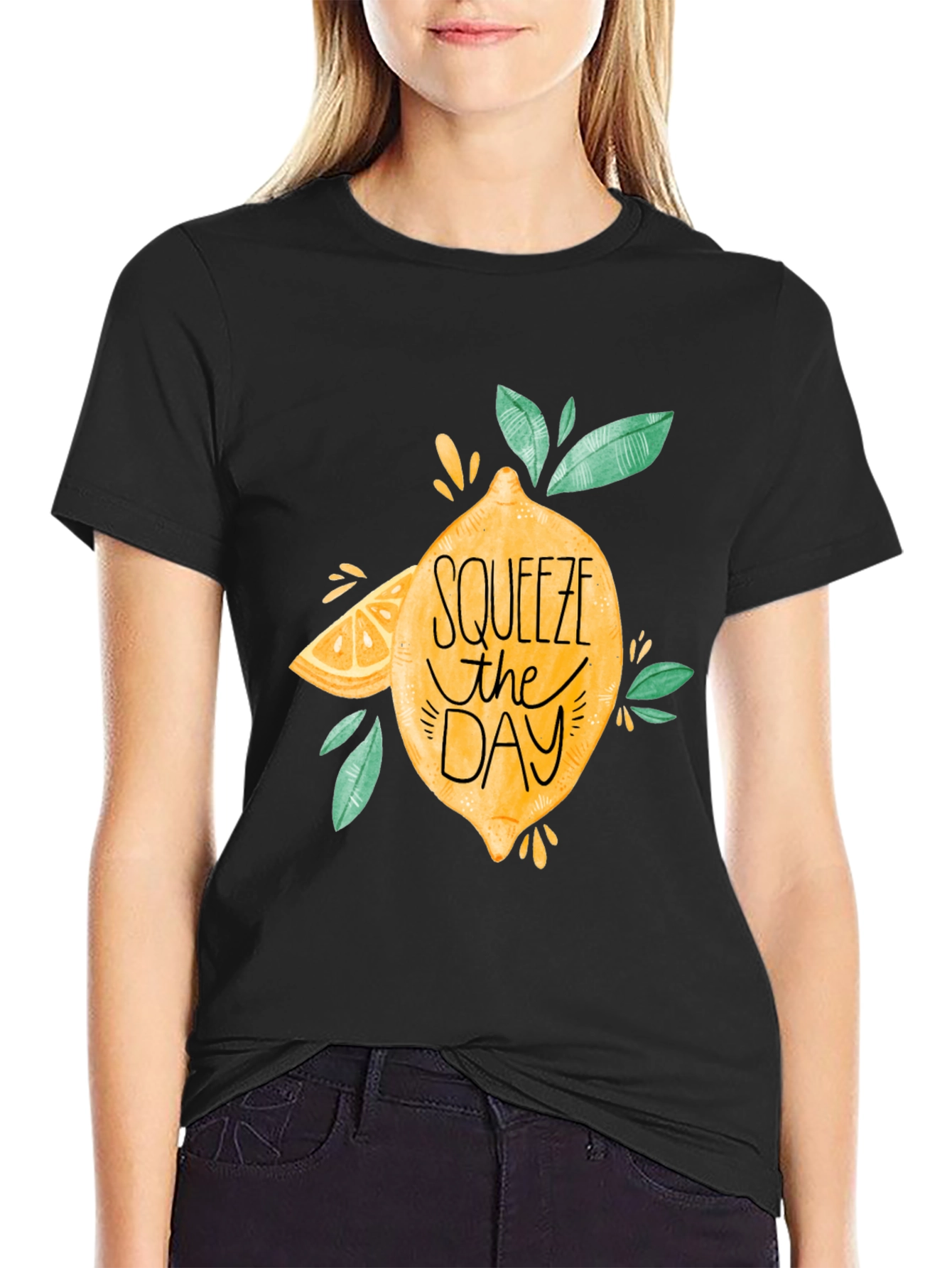 Squeeze The Day Black Graphic Tee