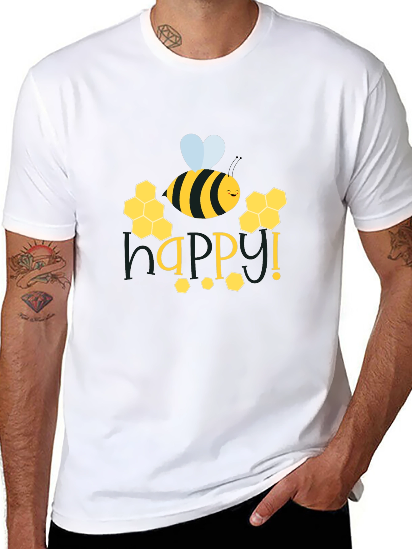 Happy Bee Graphic Tee - Black