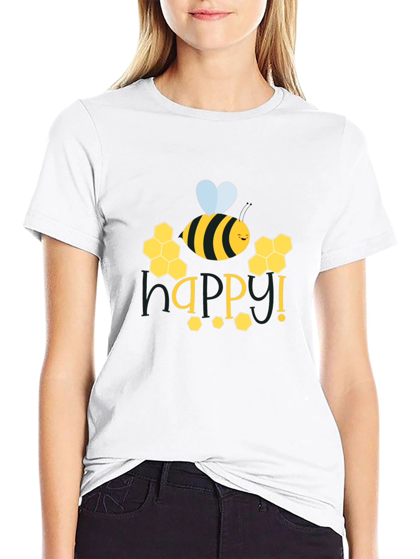 Happy Bee Graphic Tee - Black