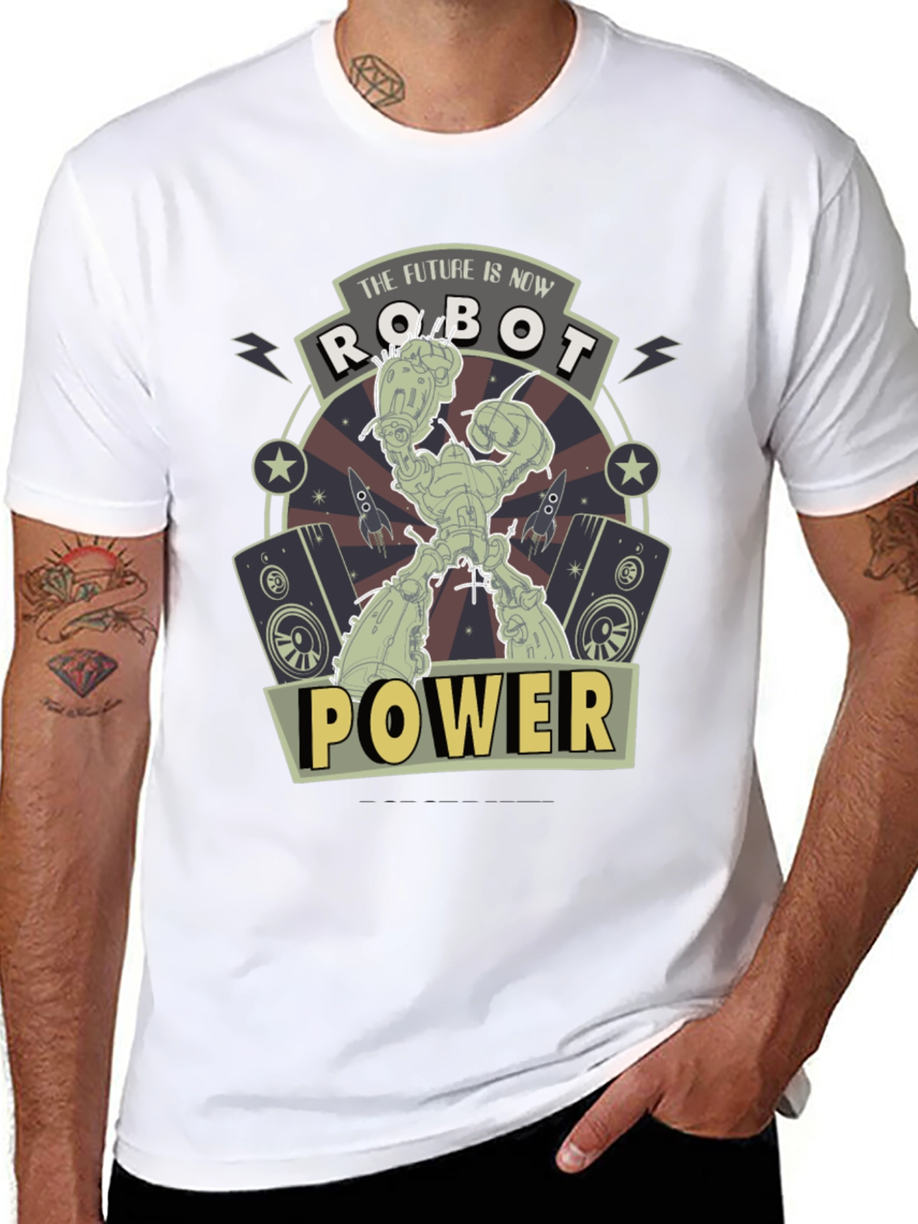 Robot Power Graphic T-Shirt - Future is Now