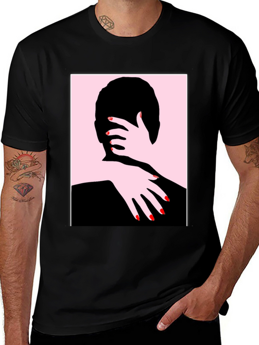 Abstract Embrace Graphic Tee - Black Cotton Shirt