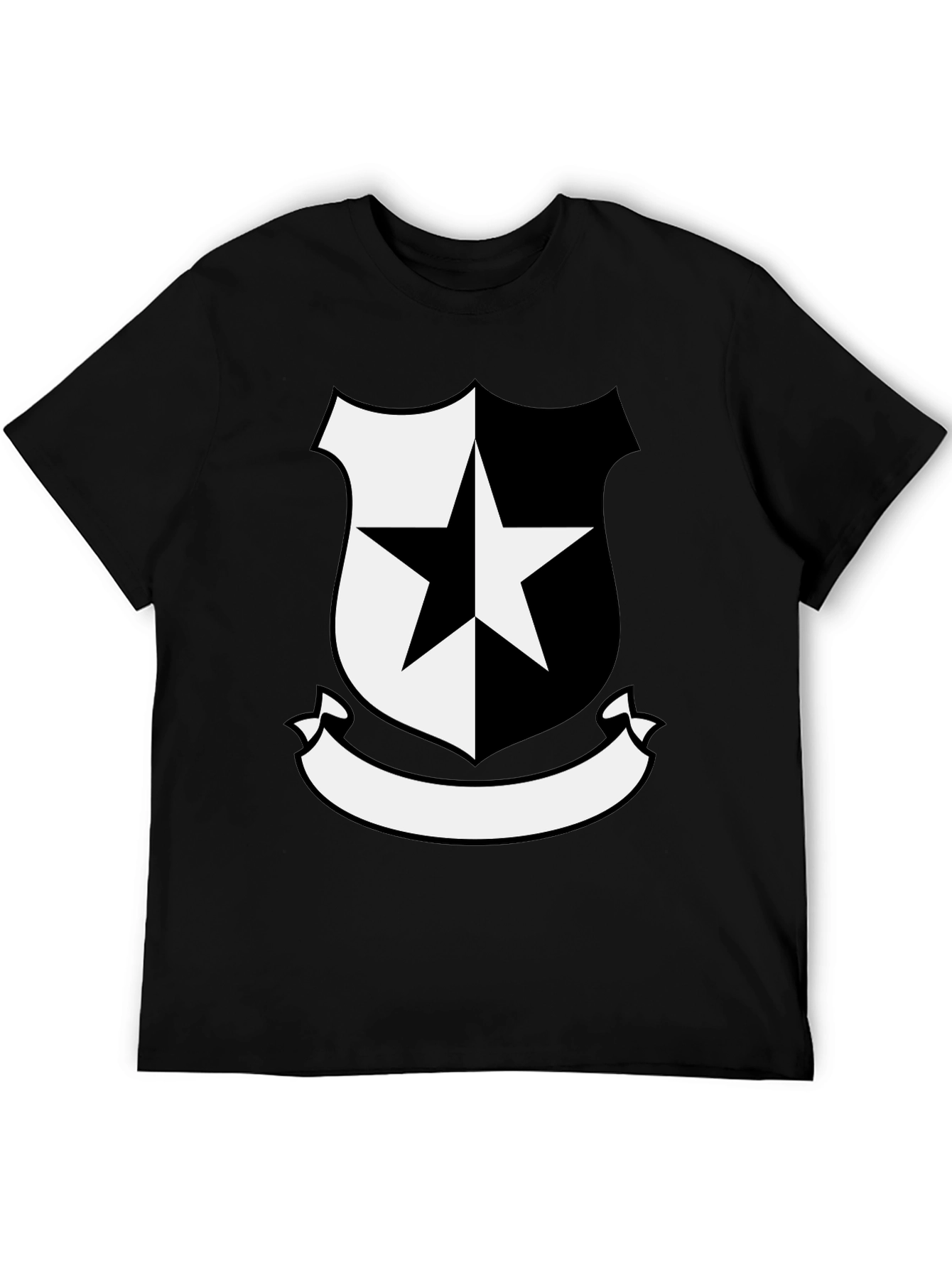 Black T-Shirt with Star Emblem